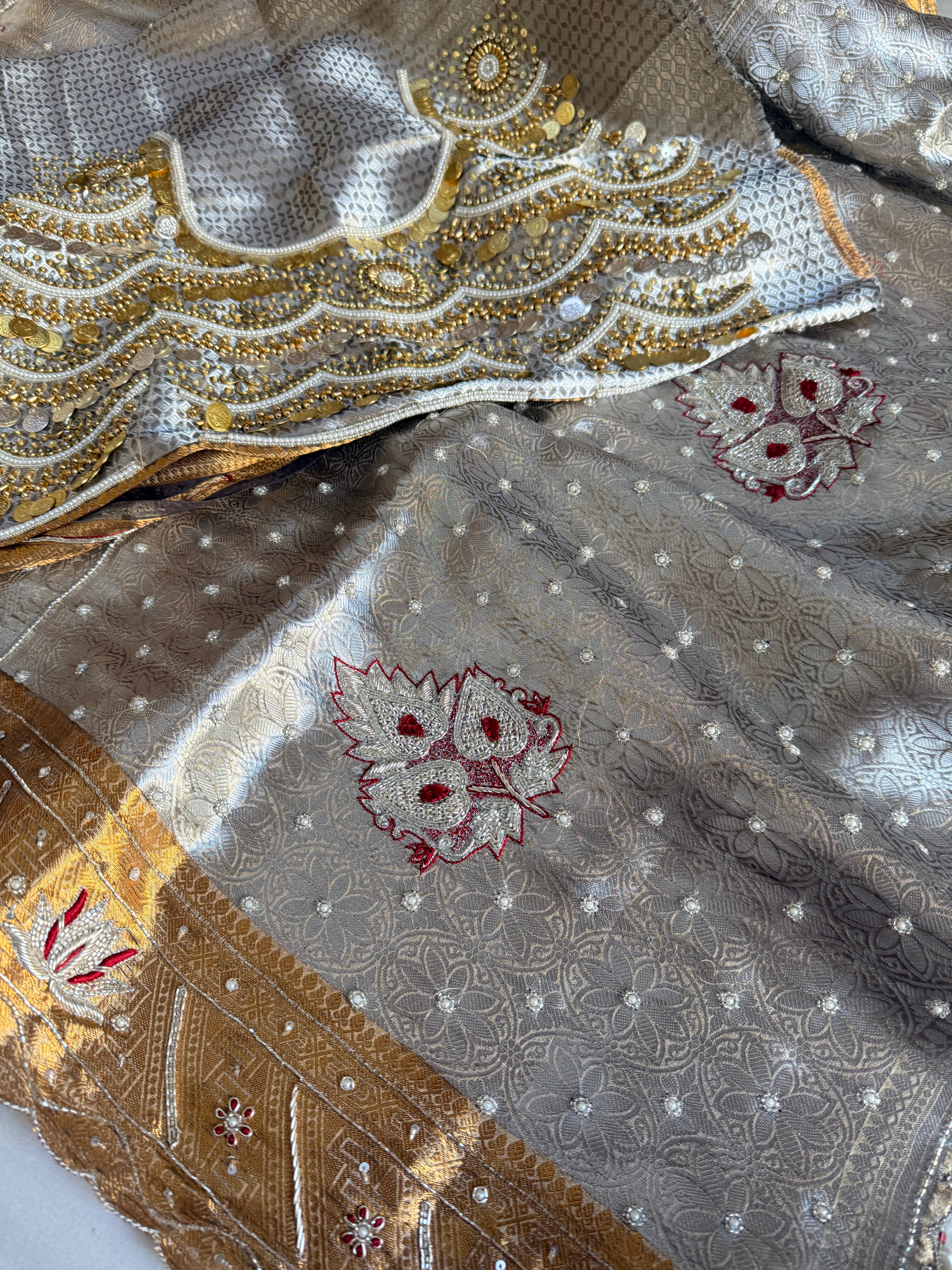 Kanjivaram brocade banarasi tissue silk sona rupa hand embroidered saree