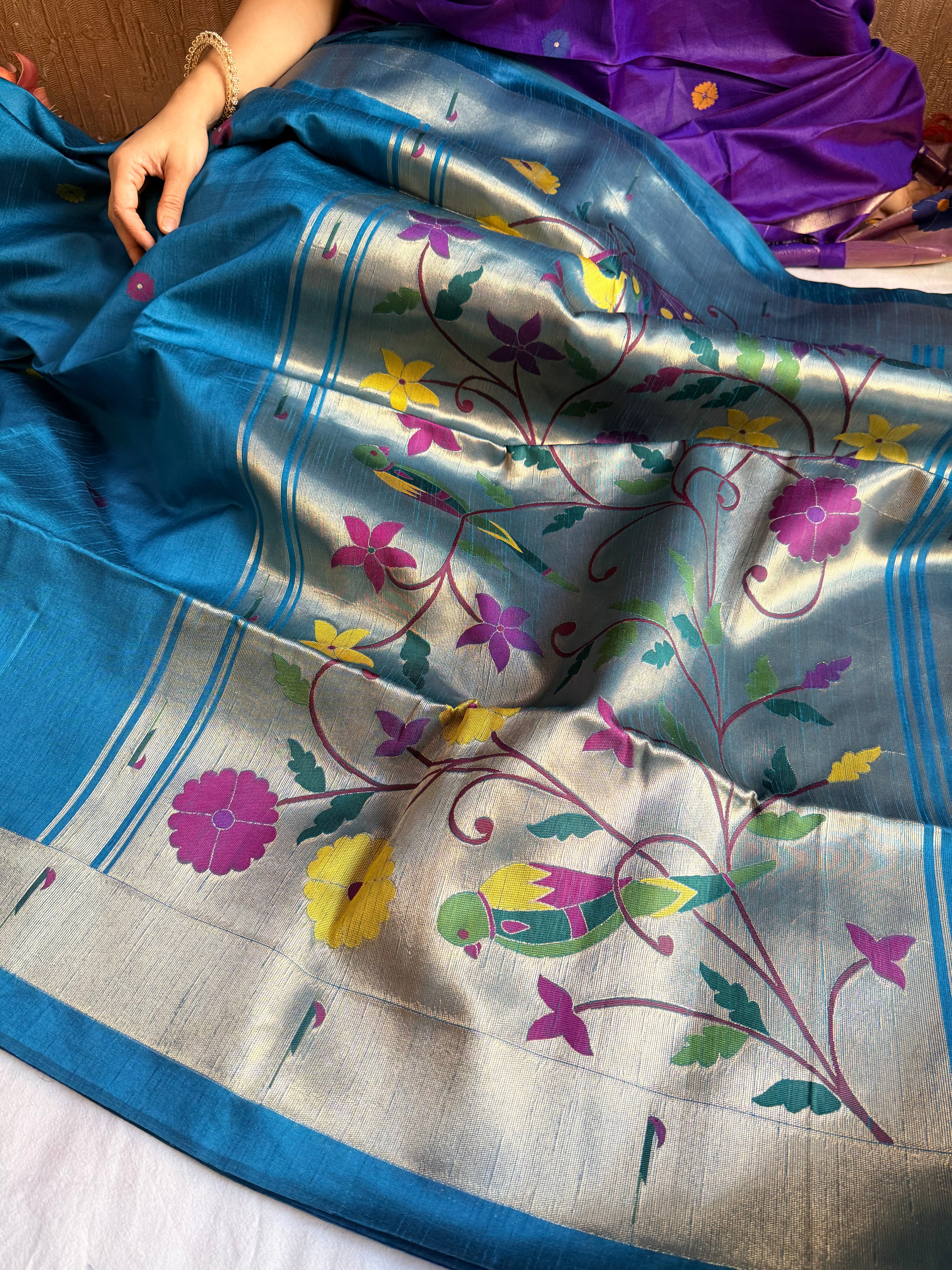 Banarasi chanderi paithani border meenakari saree