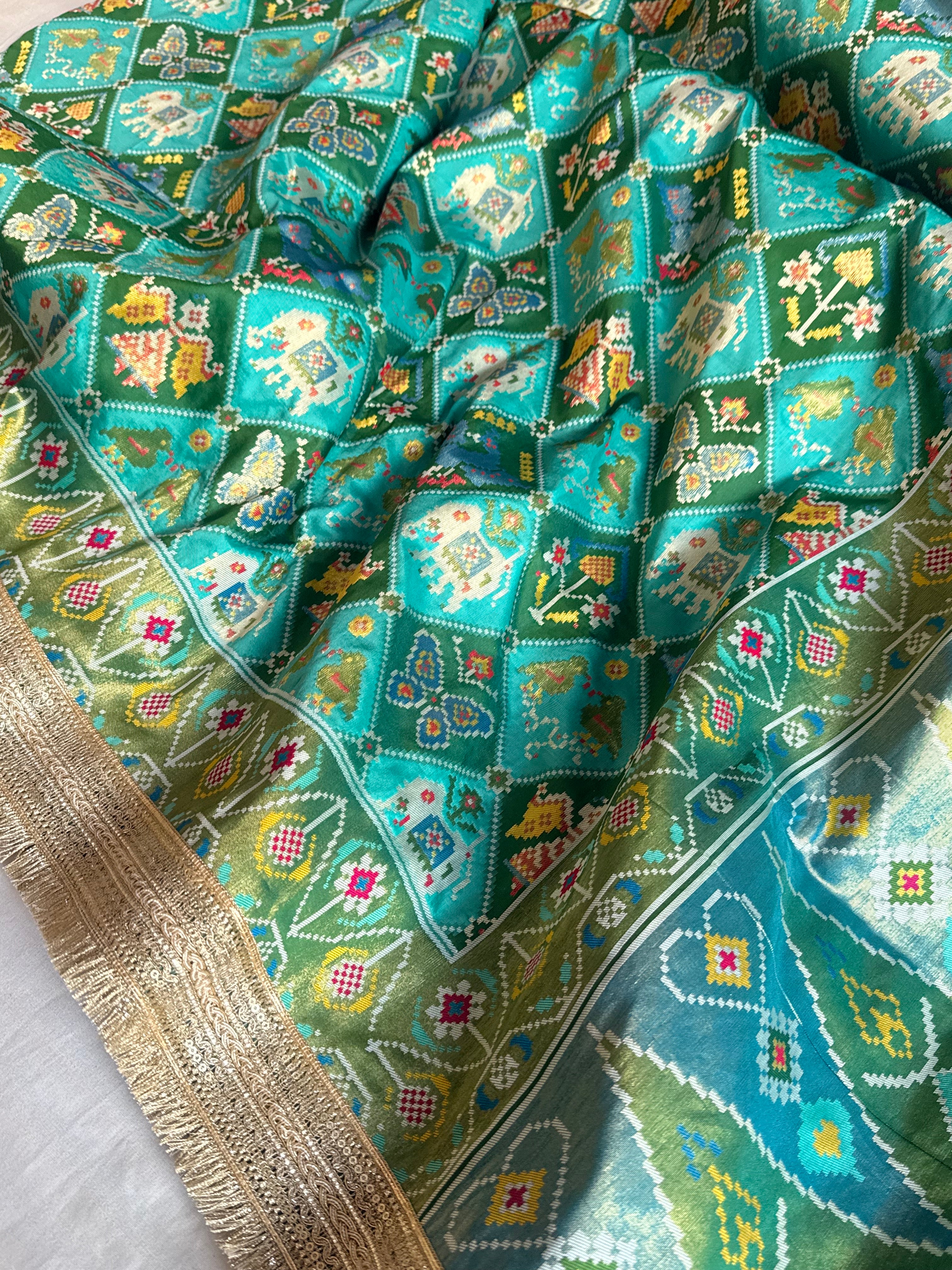 Banarasi patola weaving silk meenakari weaving saree