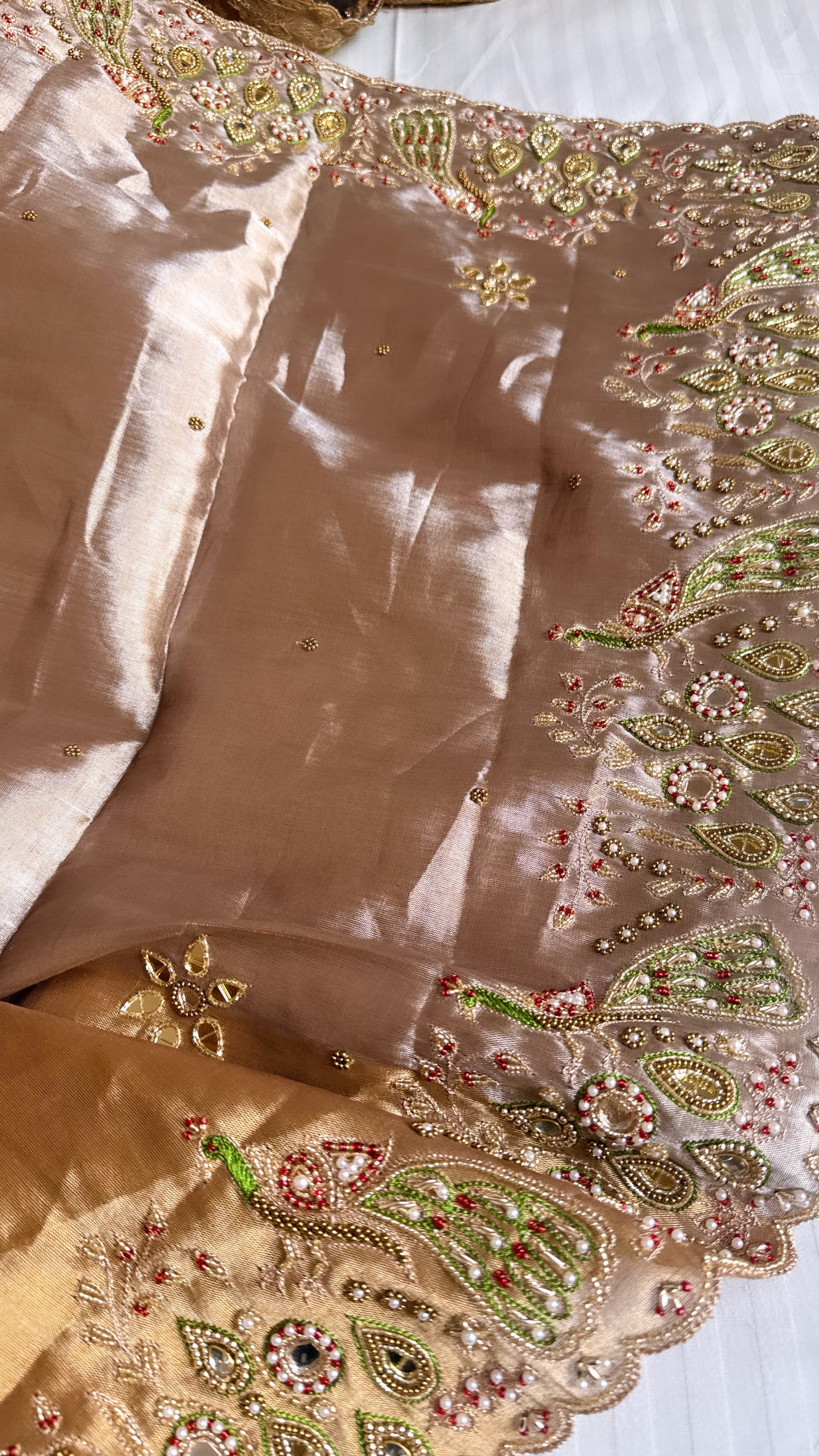 Kanjivaram banarasi tissue silk hand embroidered kadhwa saree with katan silk blouse