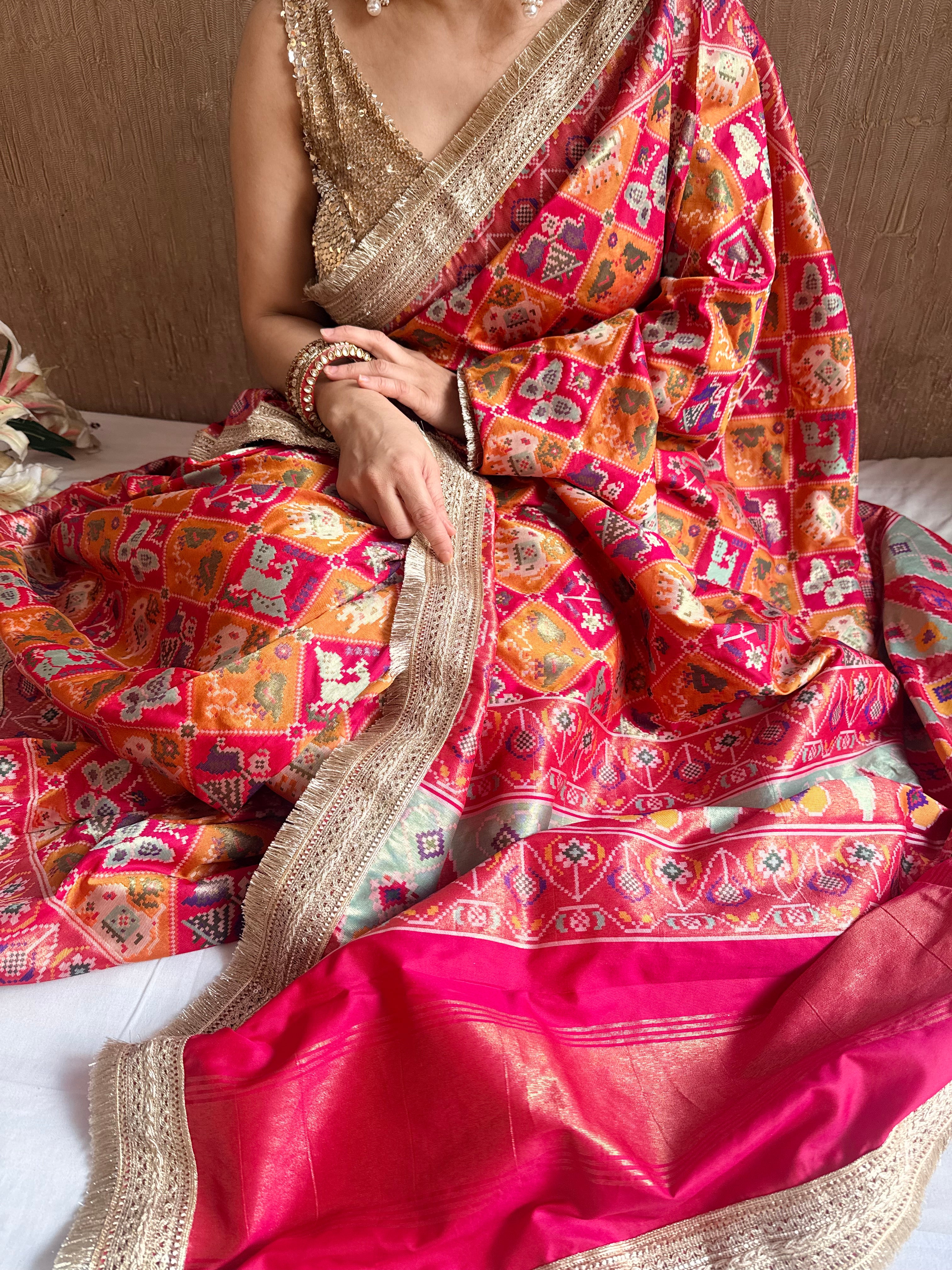 Banarasi patola weaving silk meenakari weaving saree
