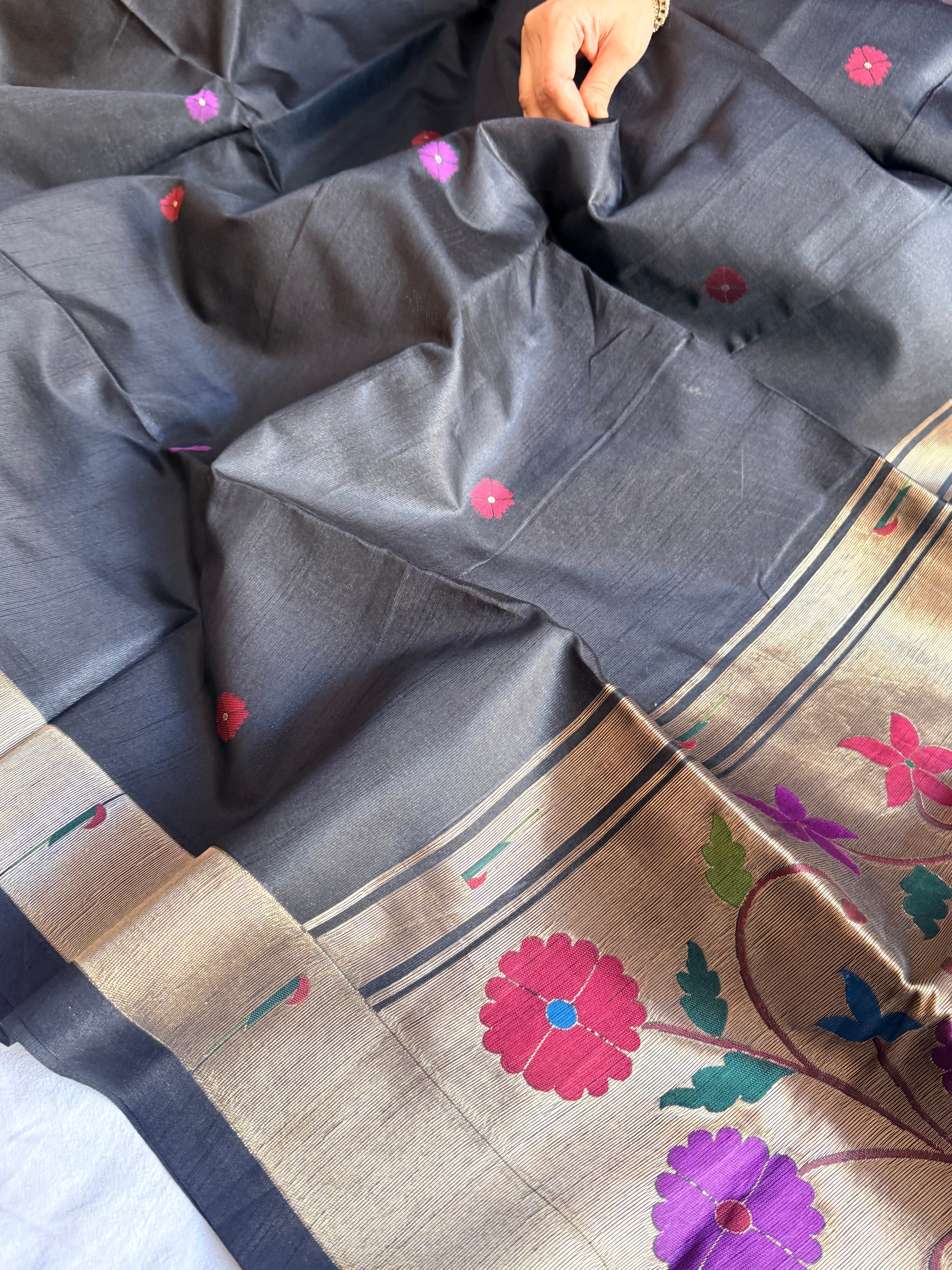 Banarasi chanderi paithani border meenakari saree