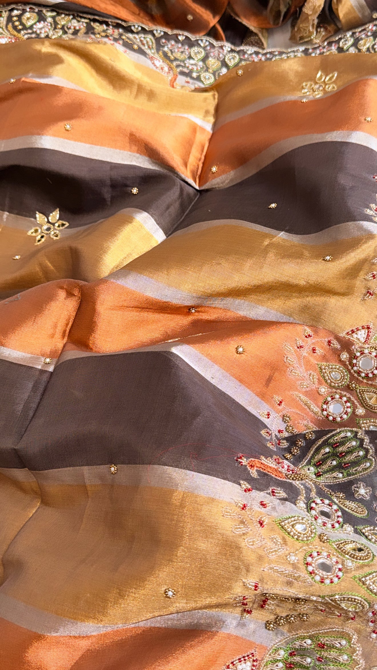 Kanjivaram banarasi tissue silk hand embroidered kadhwa saree with katan silk blouse
