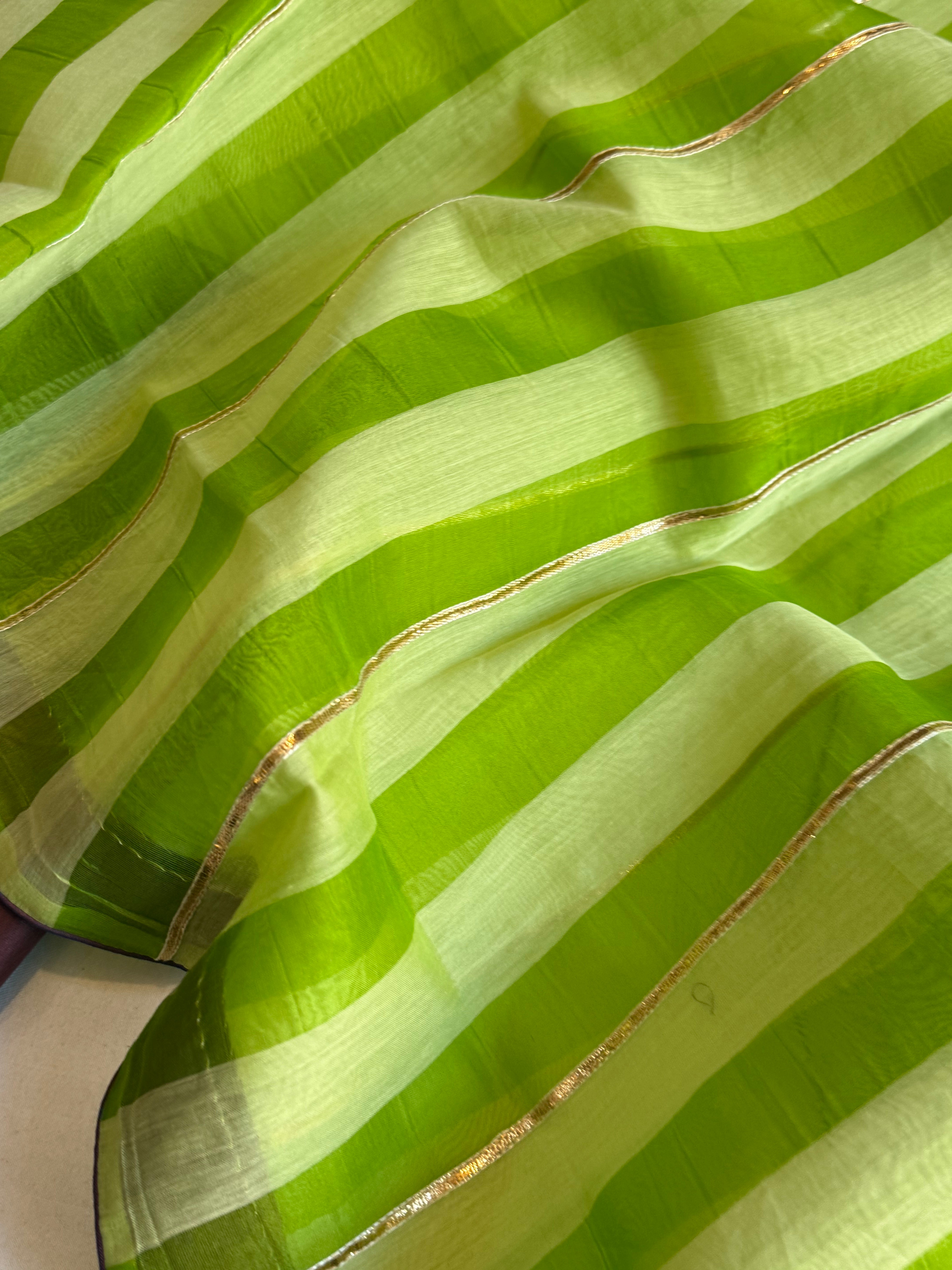 Banarasi kora silk striped suit set