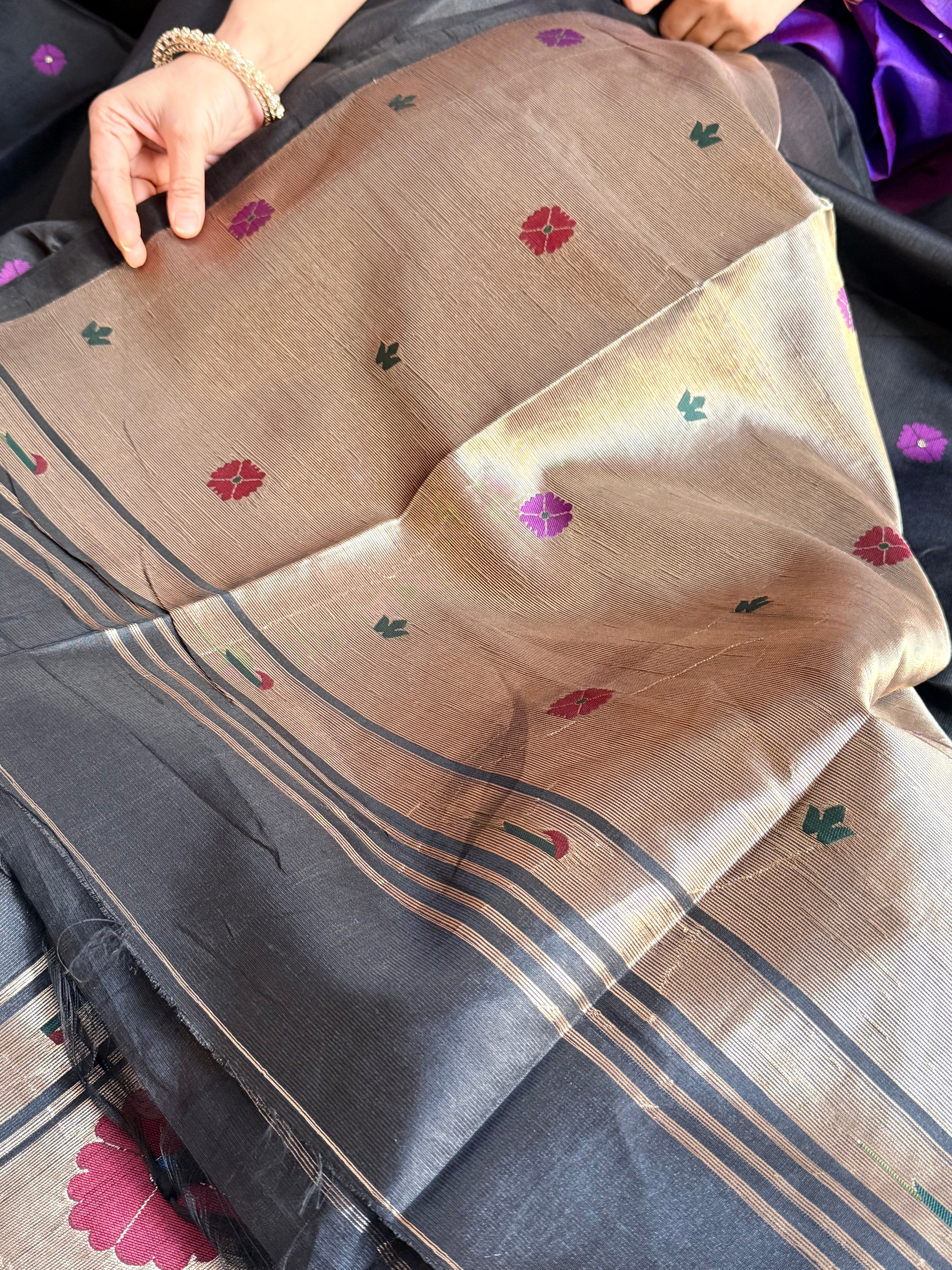 Banarasi chanderi paithani border meenakari saree