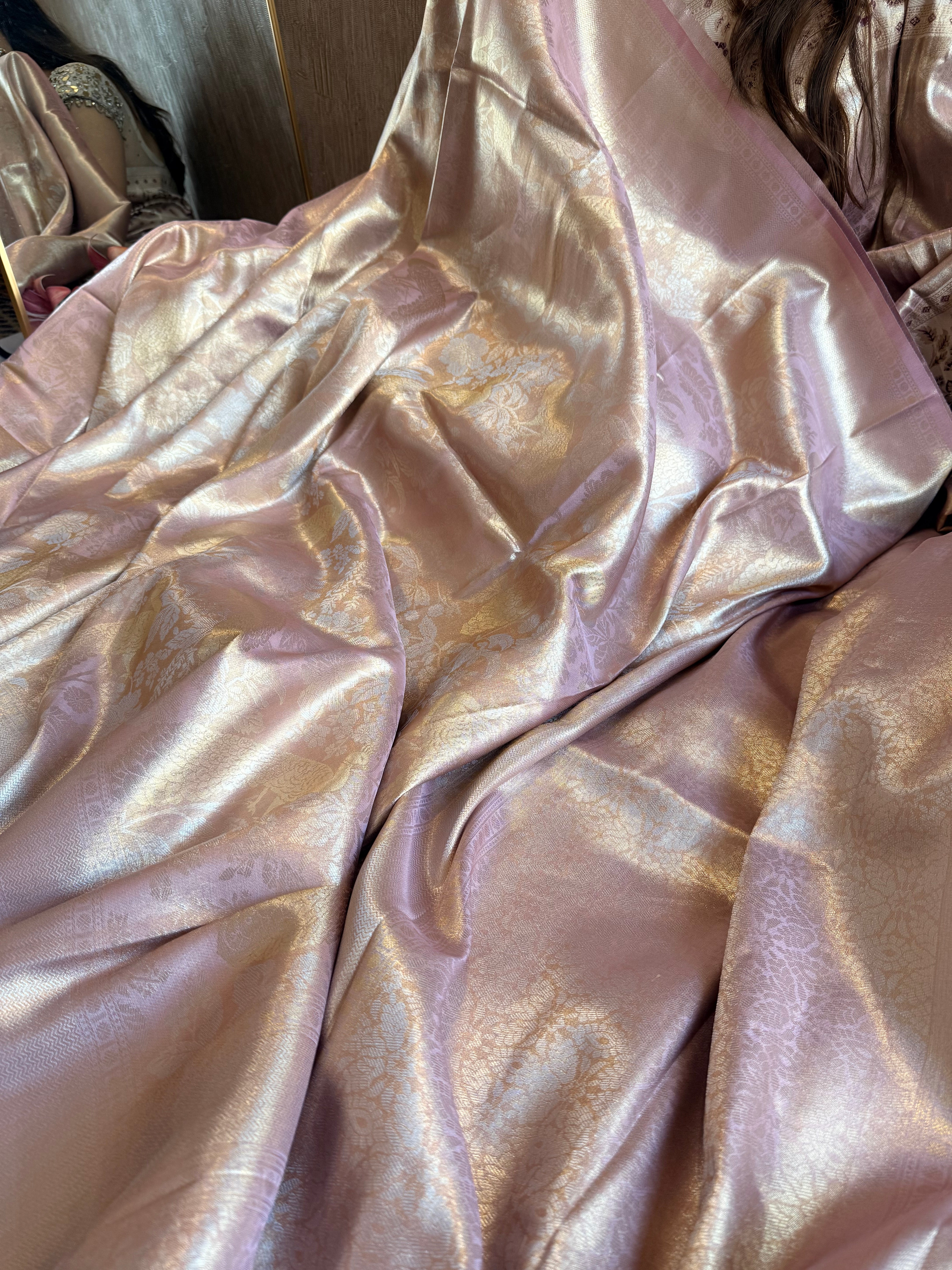 Kanjivaram inspired - Blush pink tissue brocade kadhwa weaving saree
