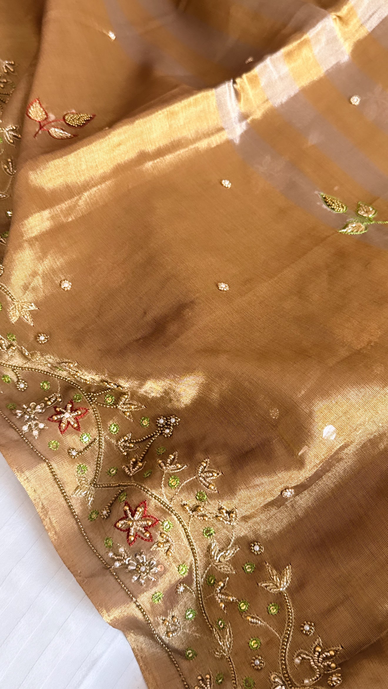Kanjivaram banarasi tissue silk hand embroidered kadhwa saree with katan silk blouse