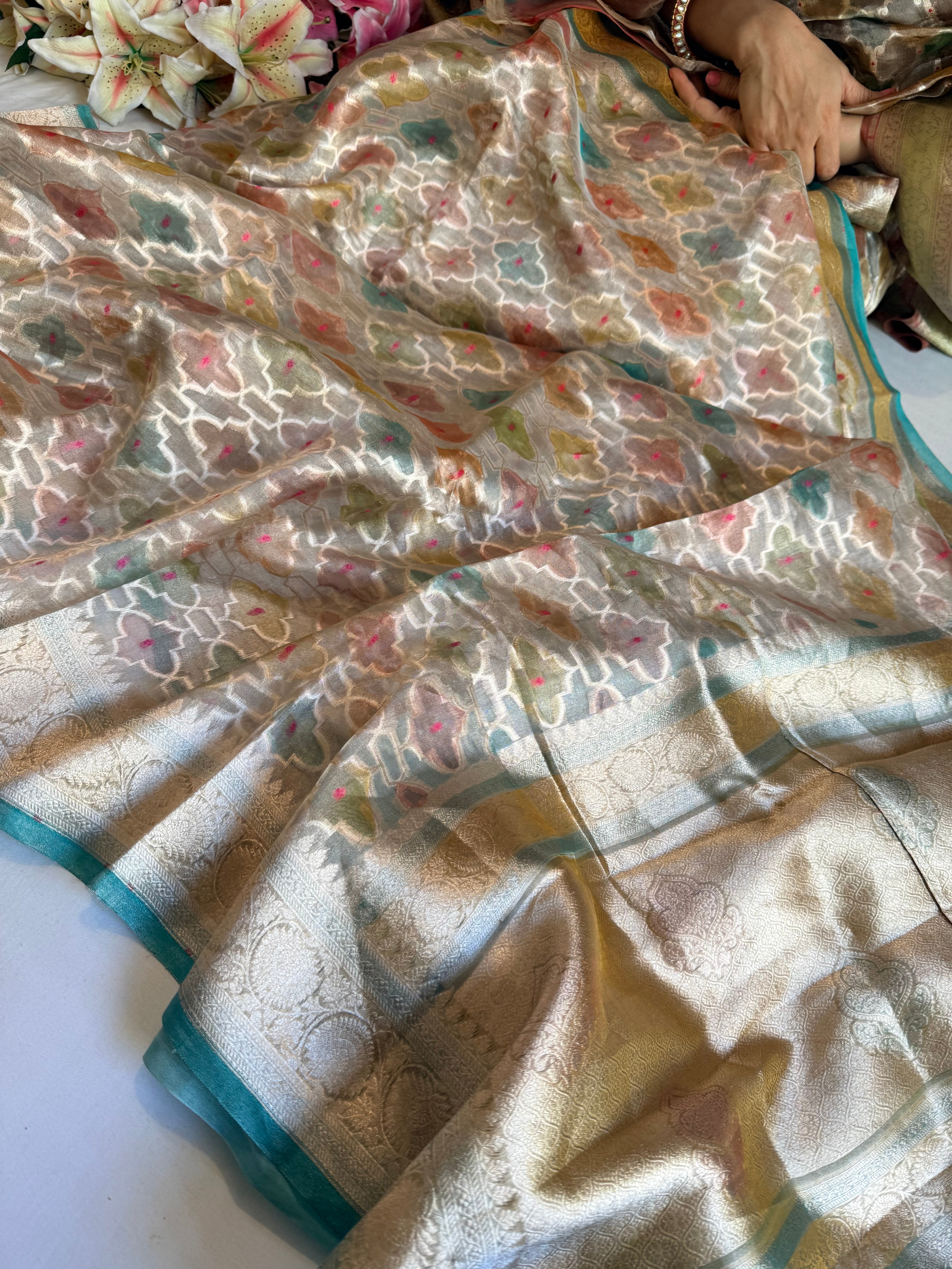 Rangeen diamond tissue silk rangkaat kadhwa saree