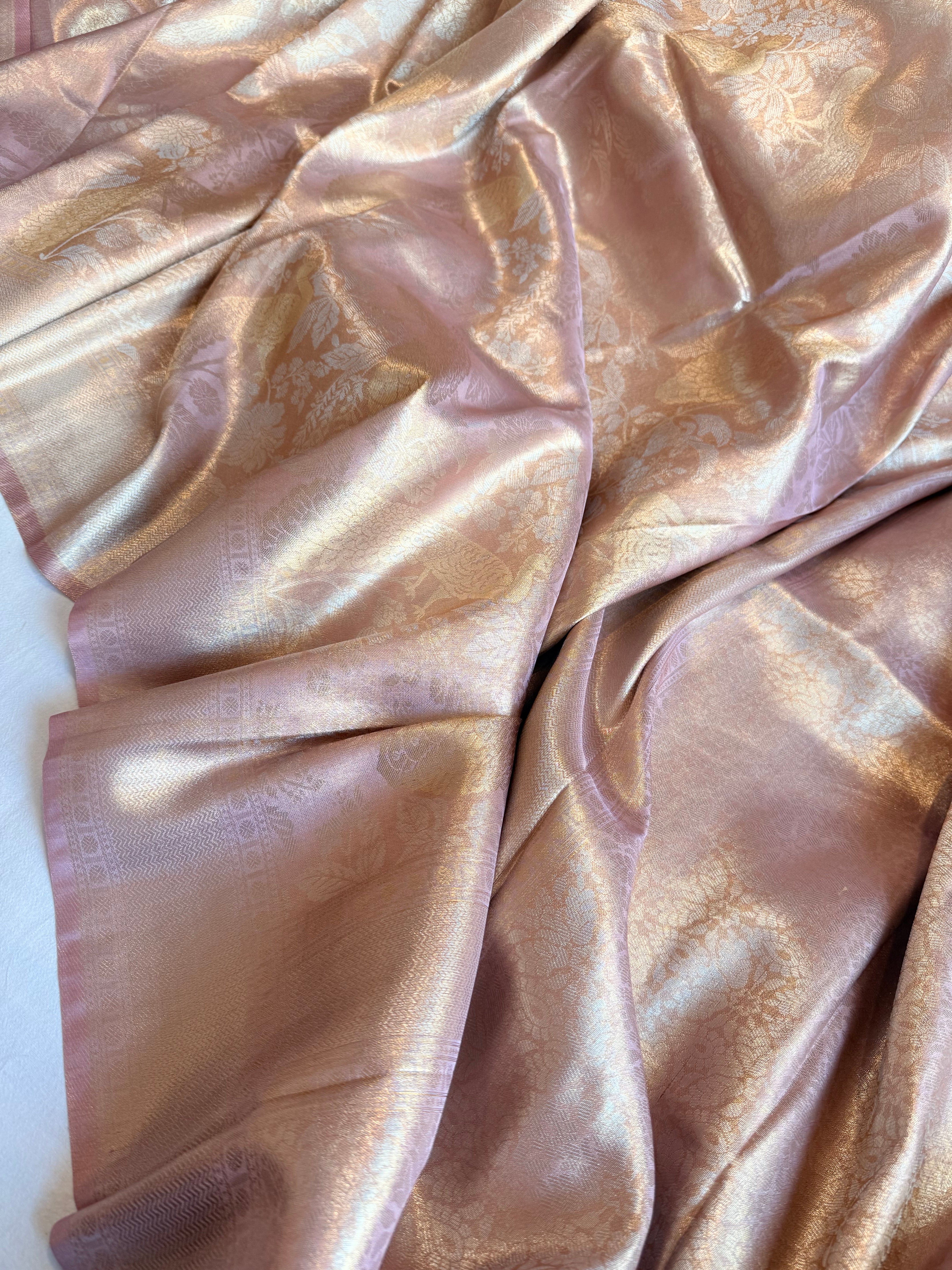 Kanjivaram inspired - Blush pink tissue brocade kadhwa weaving saree