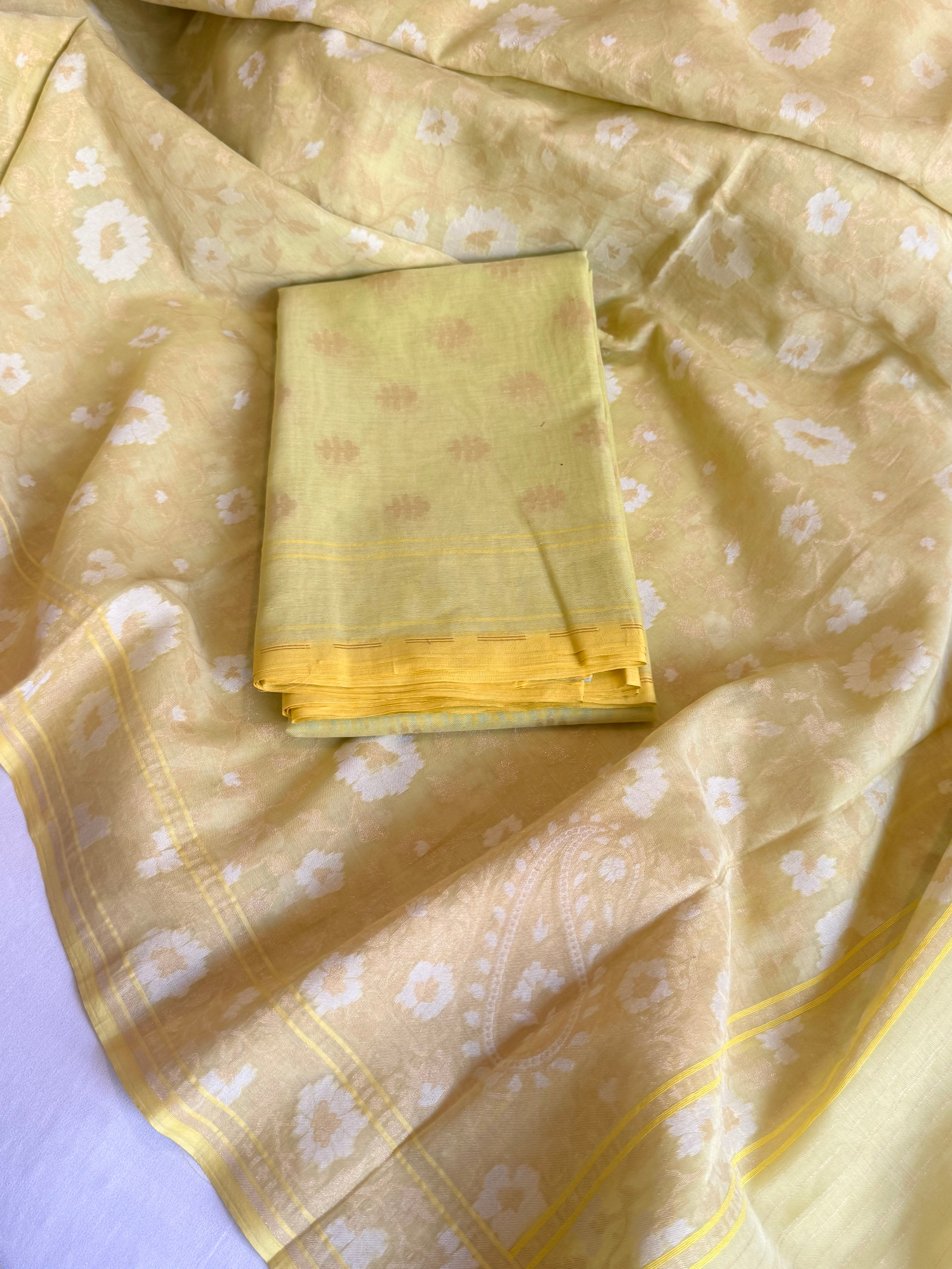 Iktara jamdani kadhwa sona rupa weaving banarasi mul cotton suit set