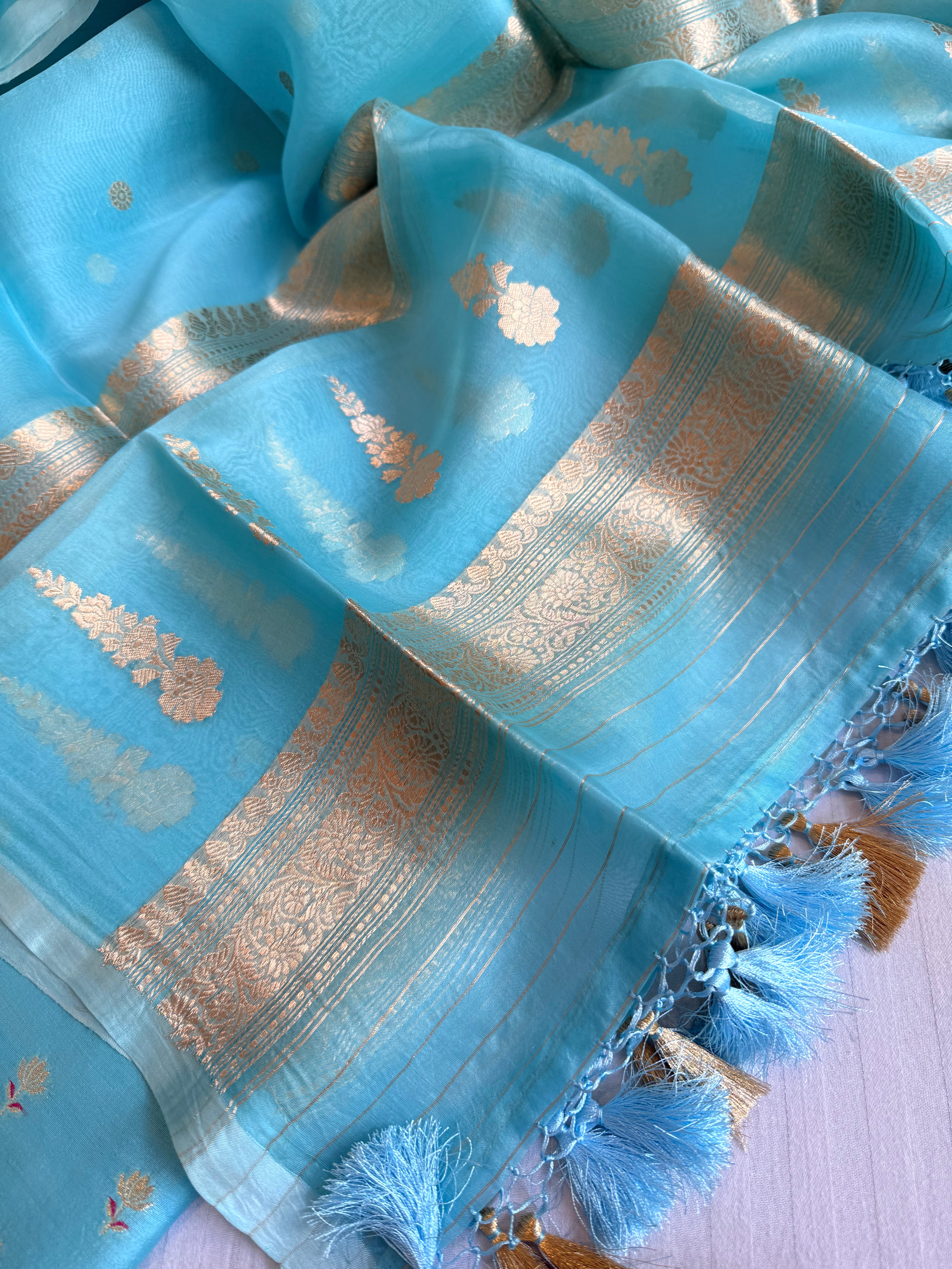 Summer suit sets - Spun chiniya silk kadhwa buti kora silk duppata suit sets