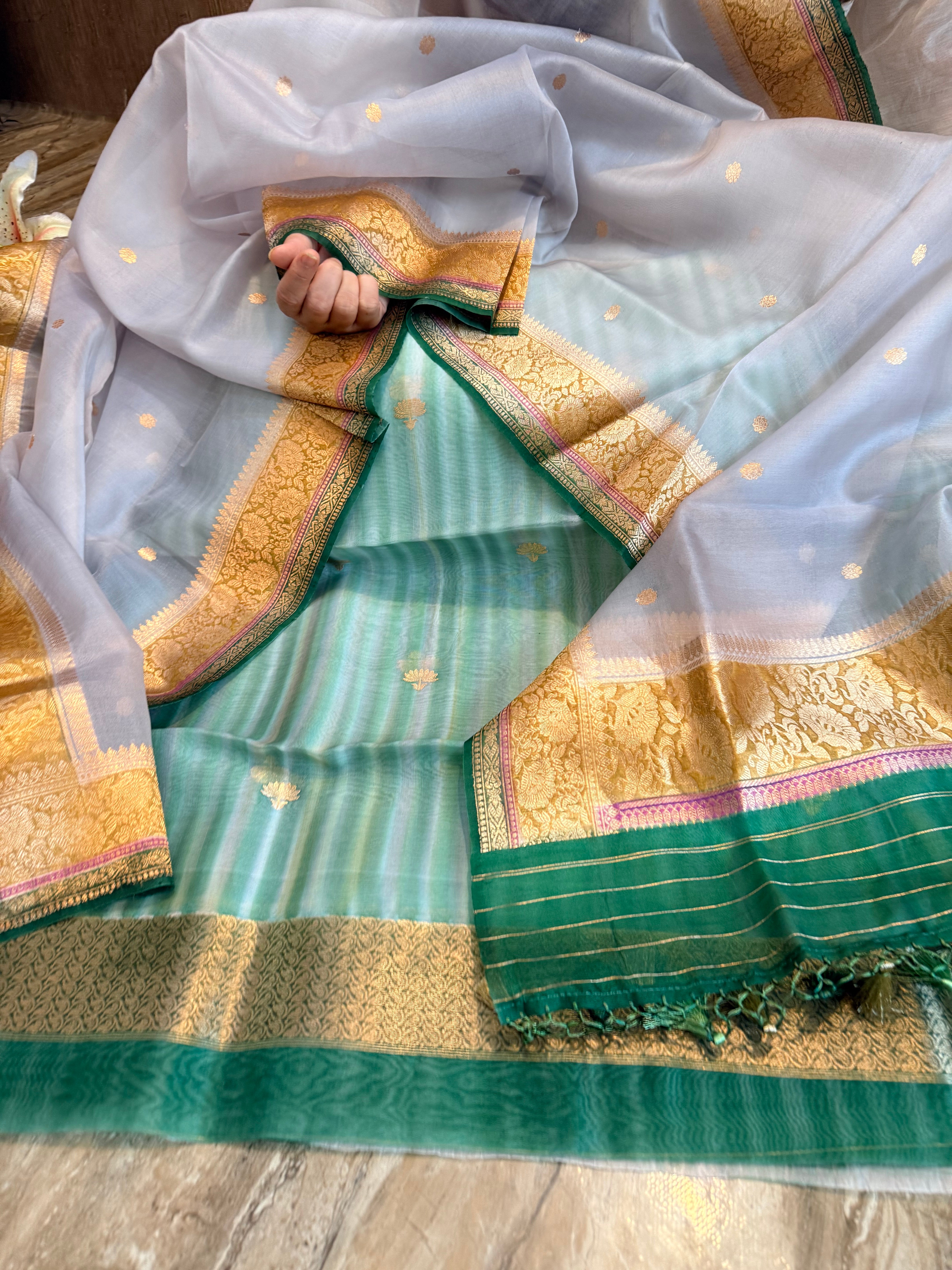 Rainbow chap dye kora silk handpainted suit sets
