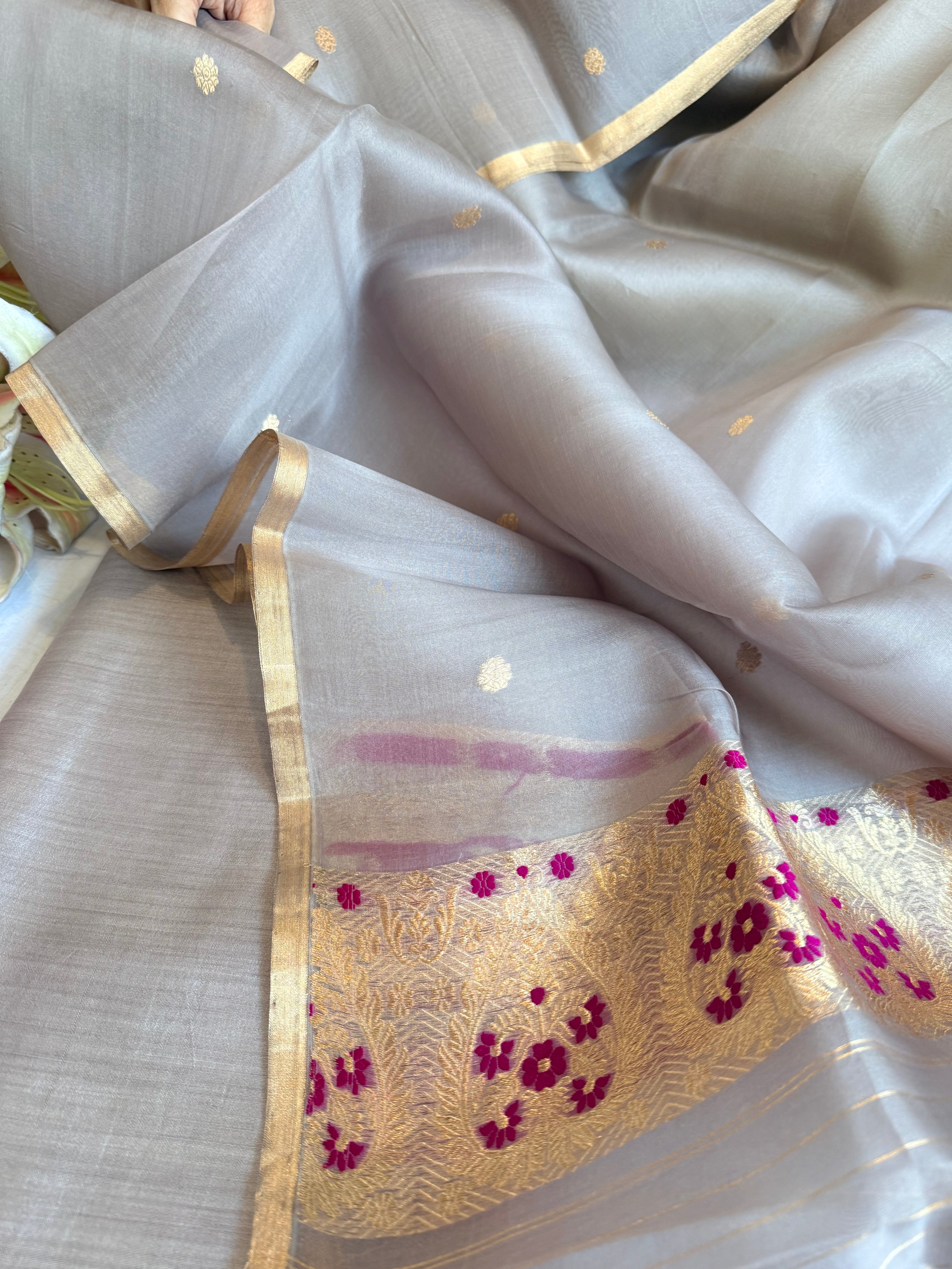 Summer suit sets - Spun chiniya silk kadhwa buti kora silk duppata suit sets