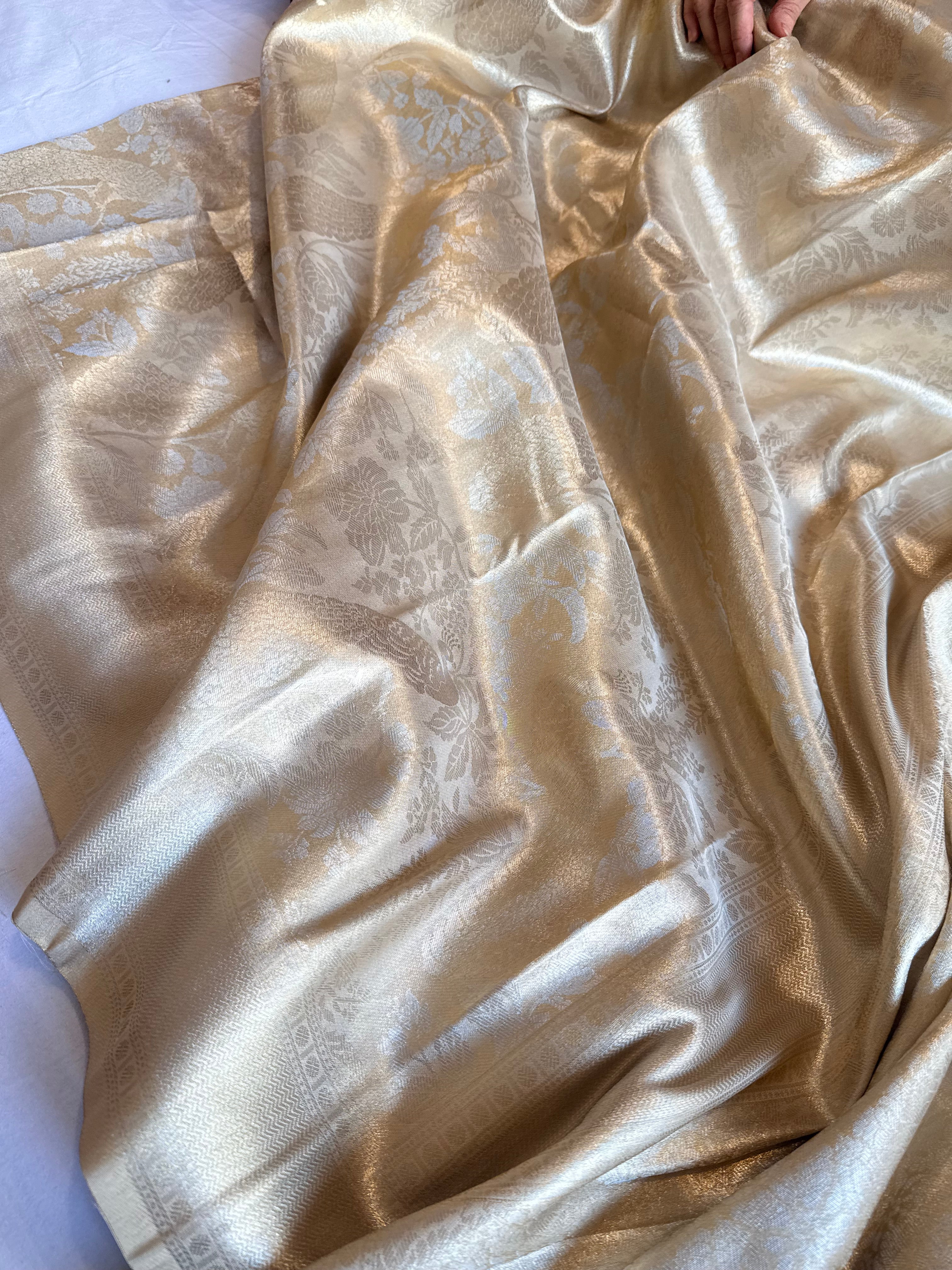 Kanjivaram inspired - Champagne gold tissue brocade kadhwa weaving saree