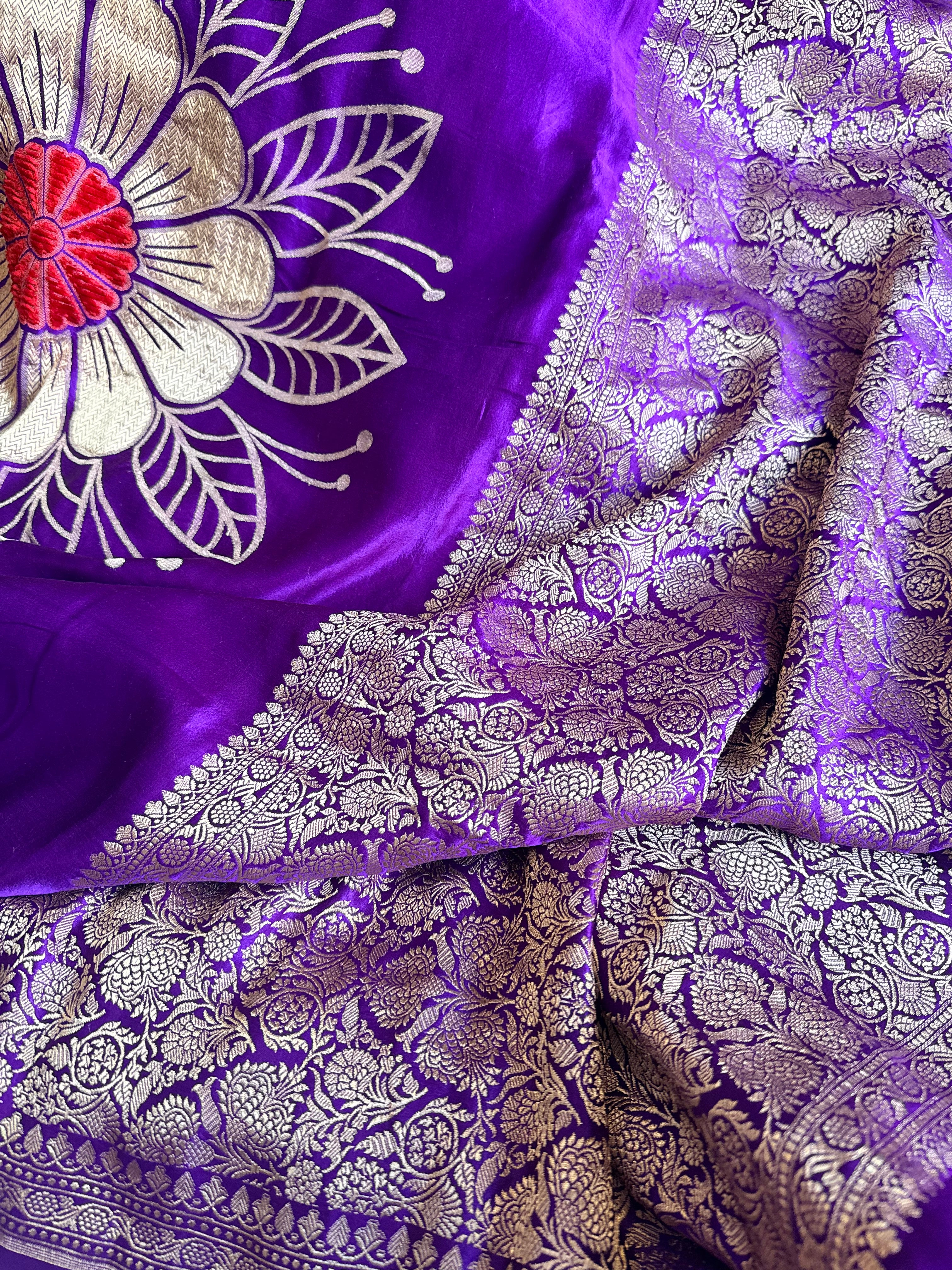 Fusion edit - Banarasi gorgette velvet meenakari kadhwa saree