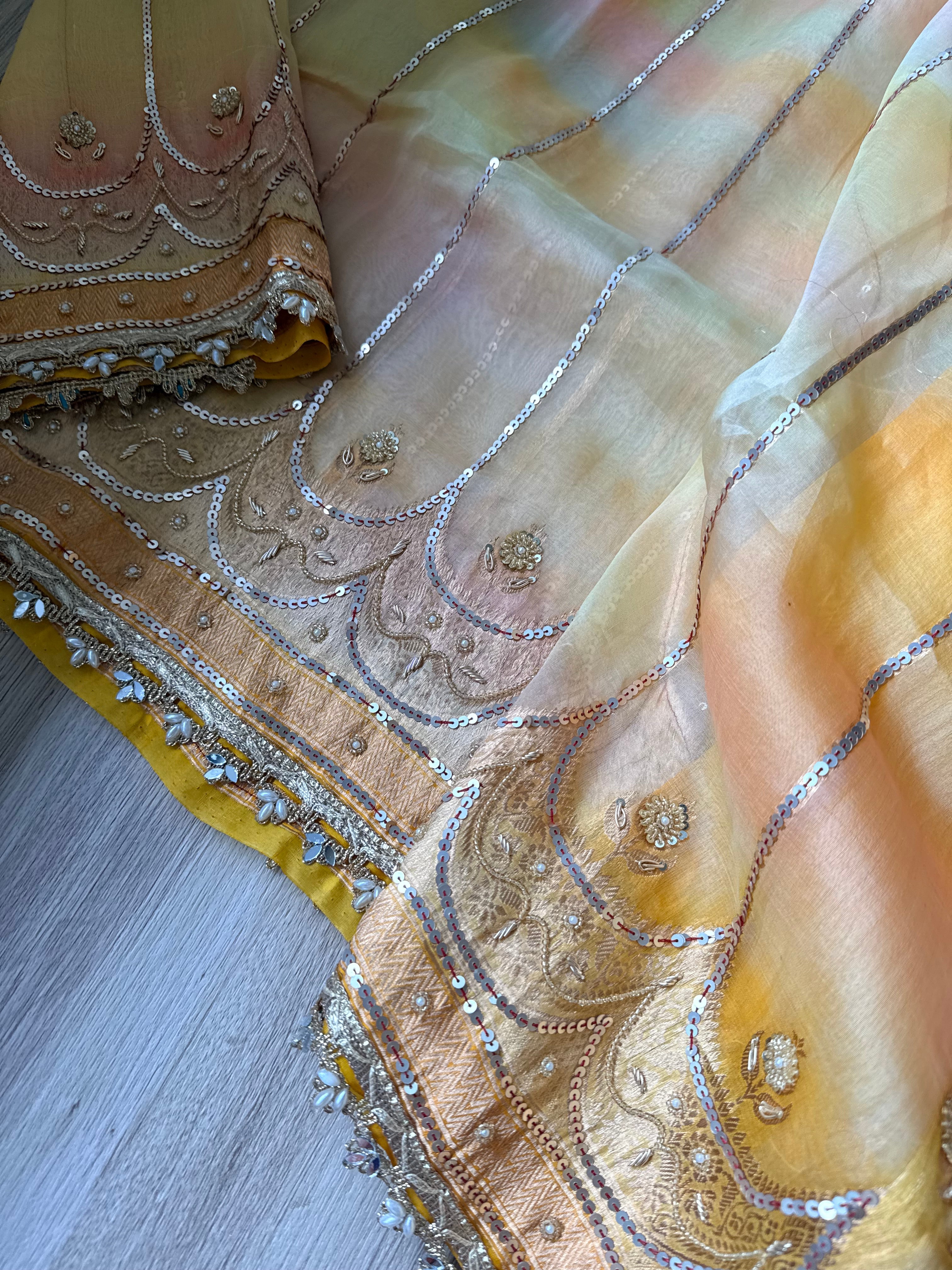 Rangbirangi 2.0 kora silk hand embroidered kadhwa weaving banarasi saree