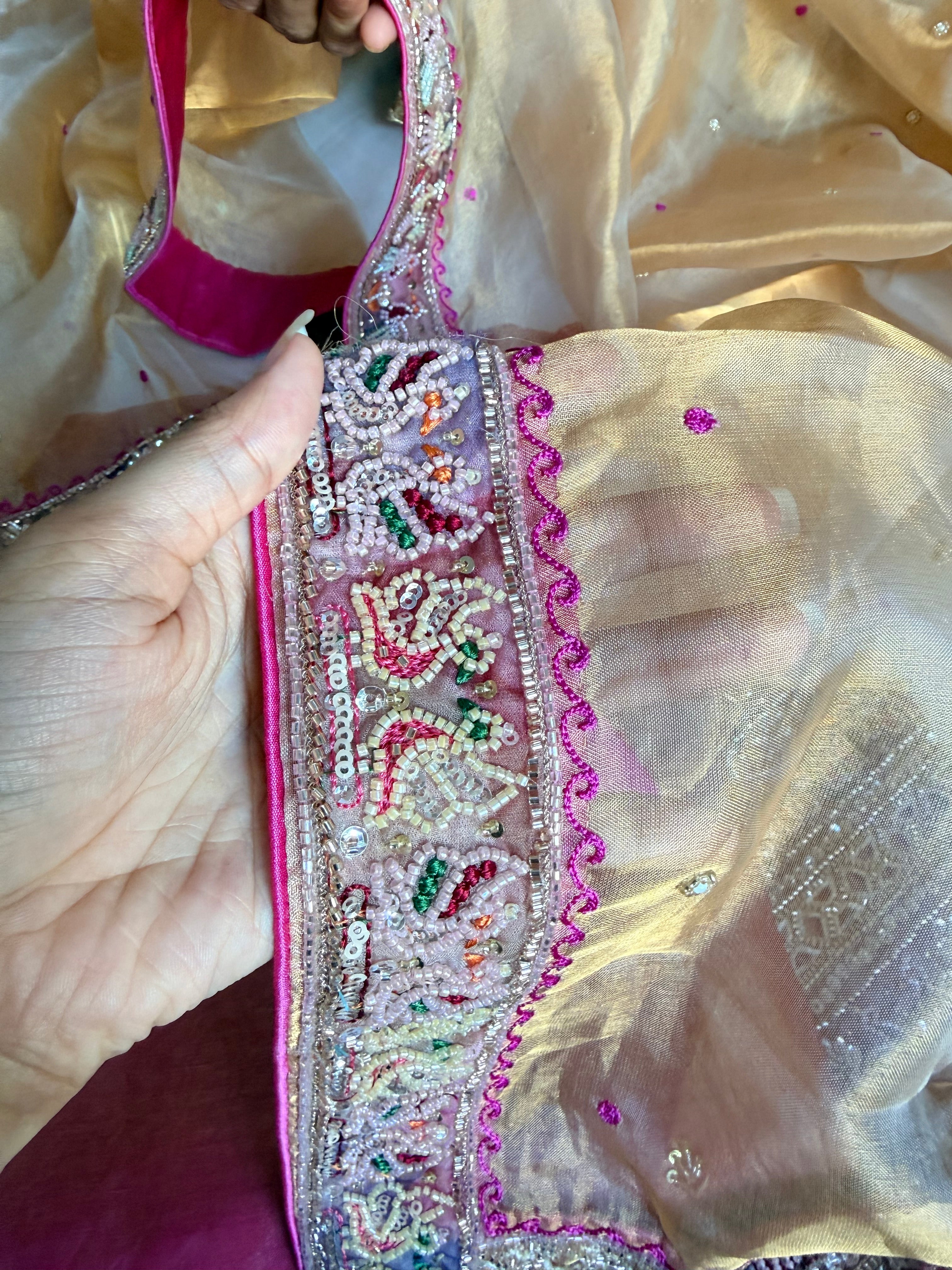 Patola patchwork tissue silk hand embroidered suit sets