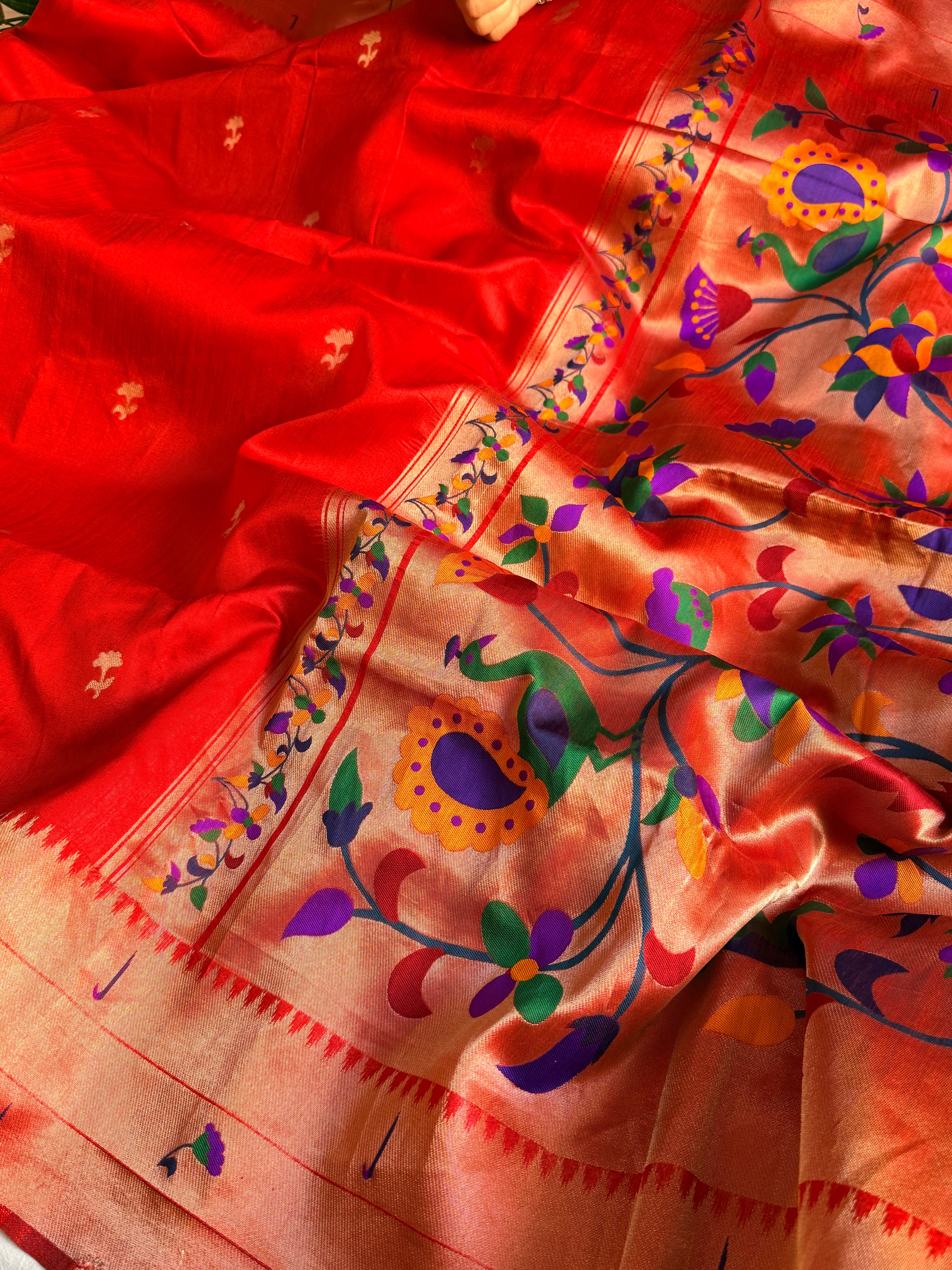 Banarasi chanderi paithani border meenakari saree