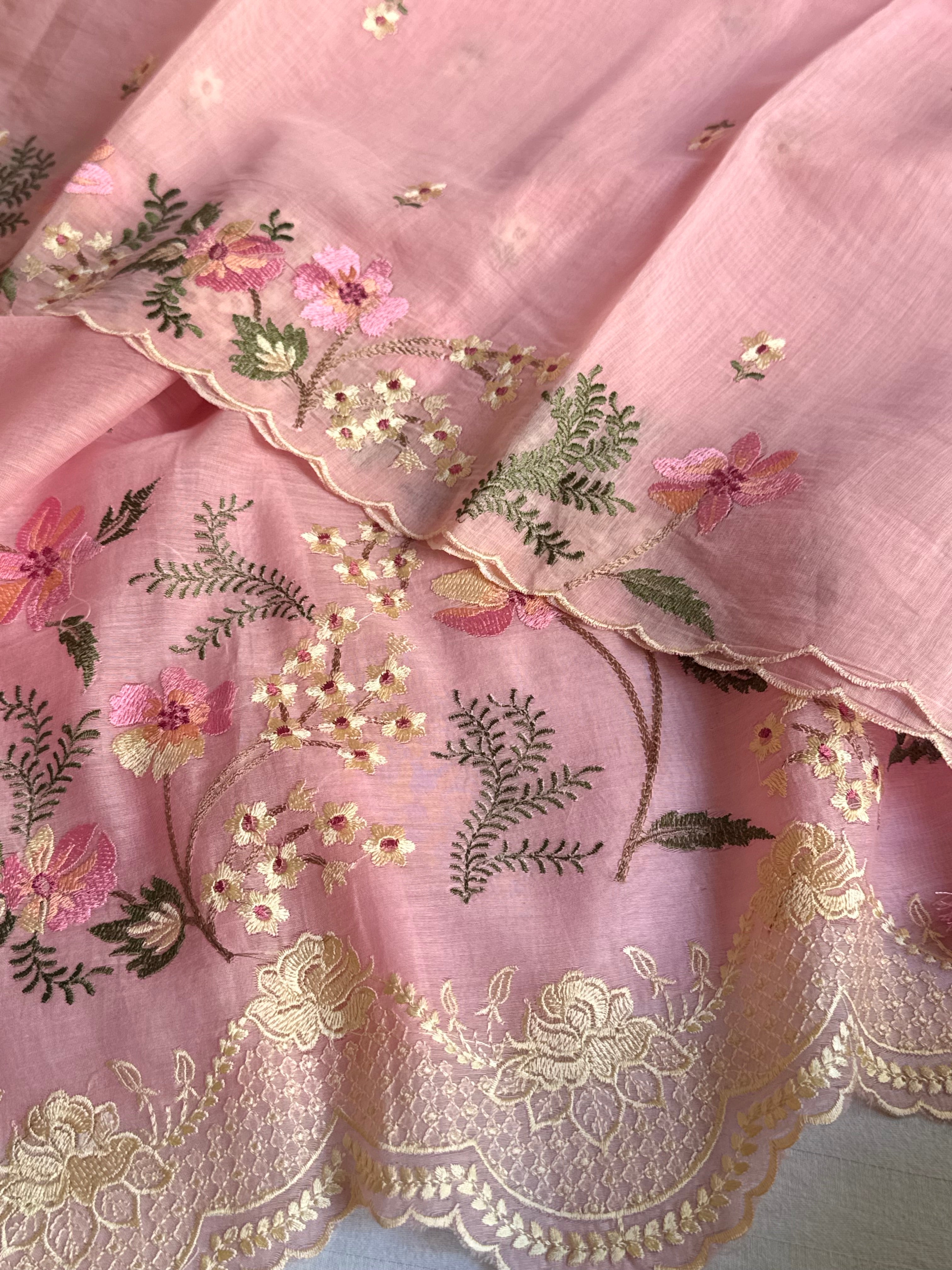Suits under 10k - Mul cotton parsi gara hand embroidered suit set