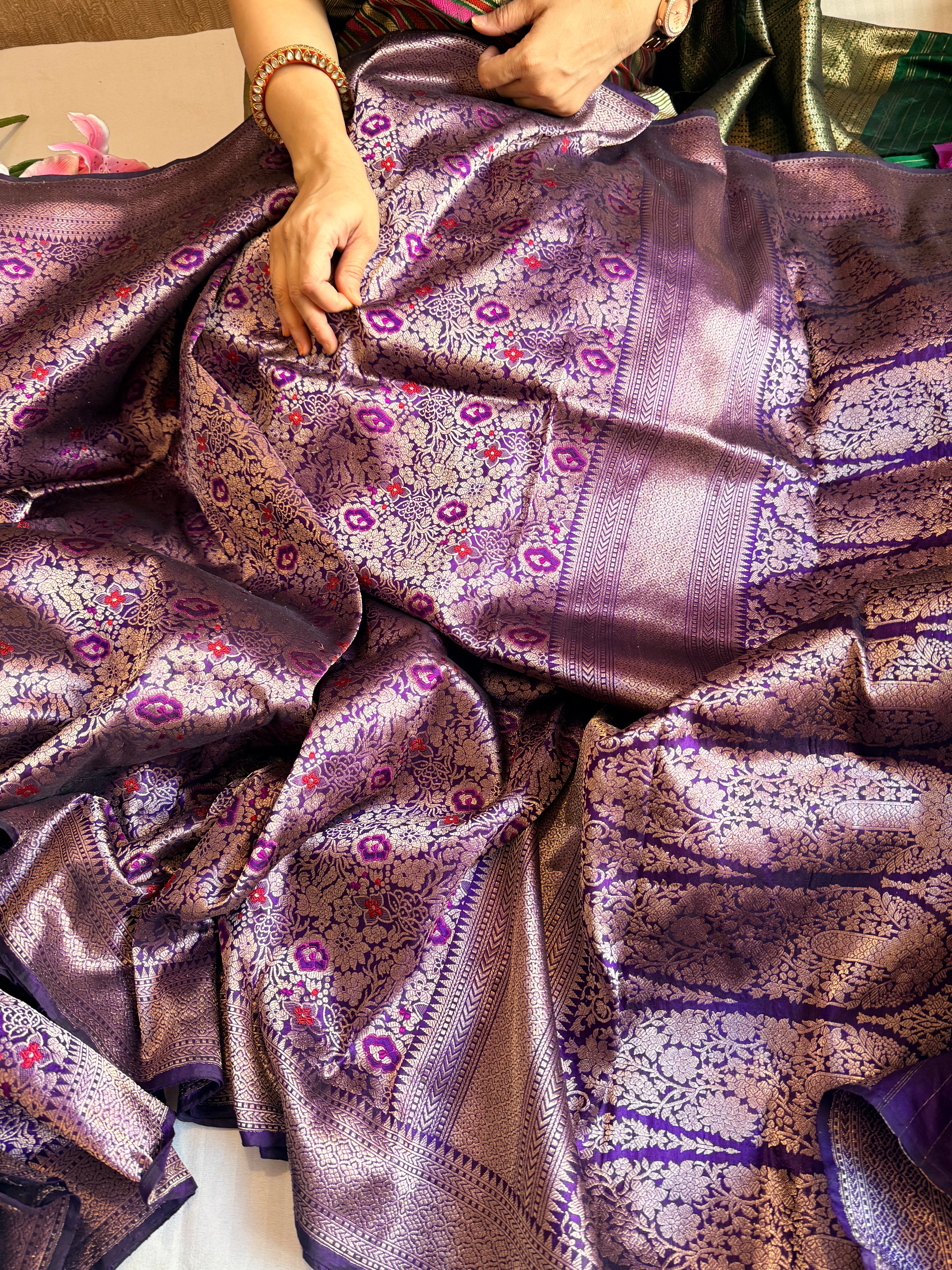 Banarasi katan silk ambose brocade weaving kadhwa handloom saree
