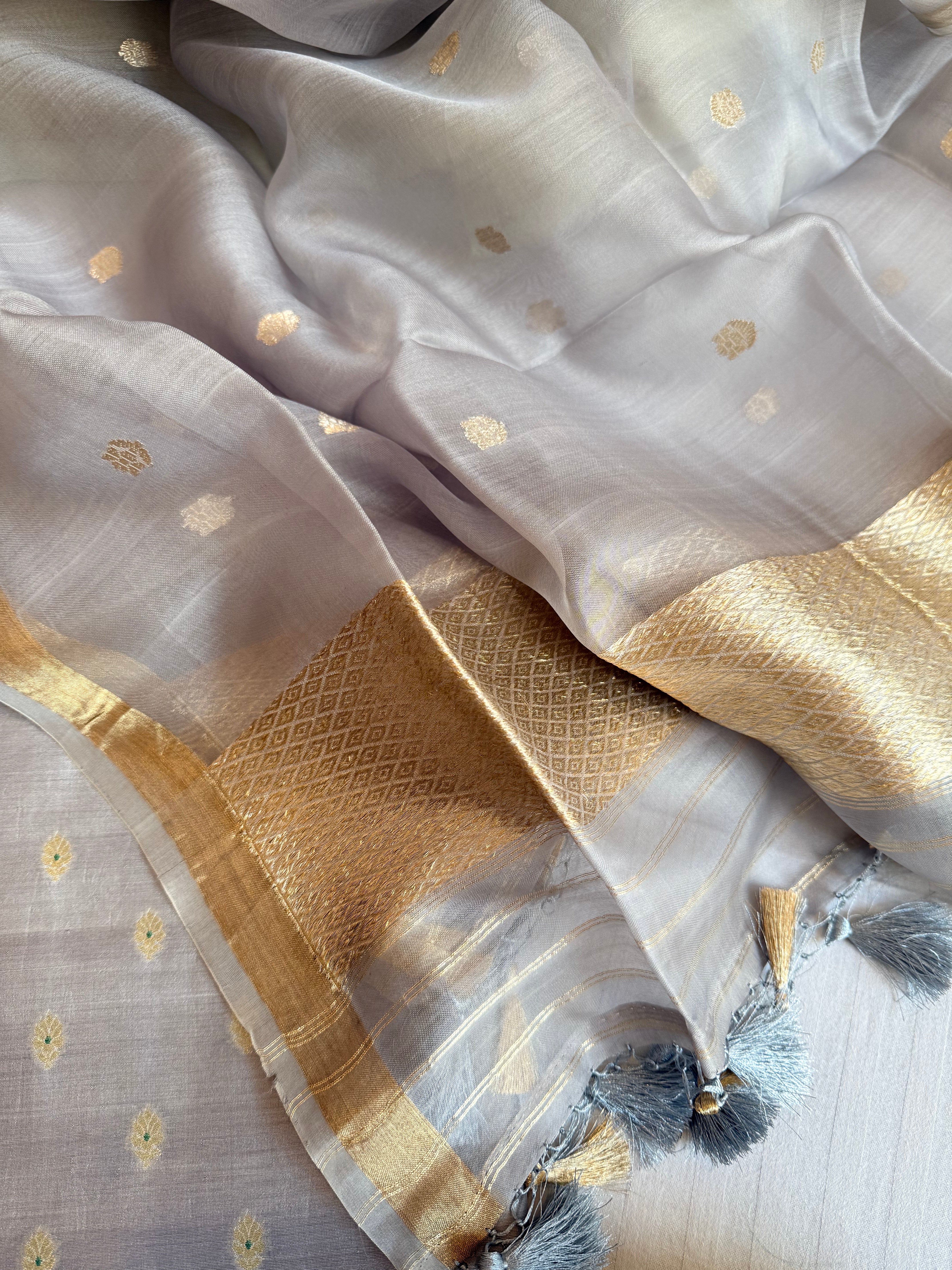 Summer suit sets - Spun chiniya silk kadhwa buti kora silk duppata suit sets
