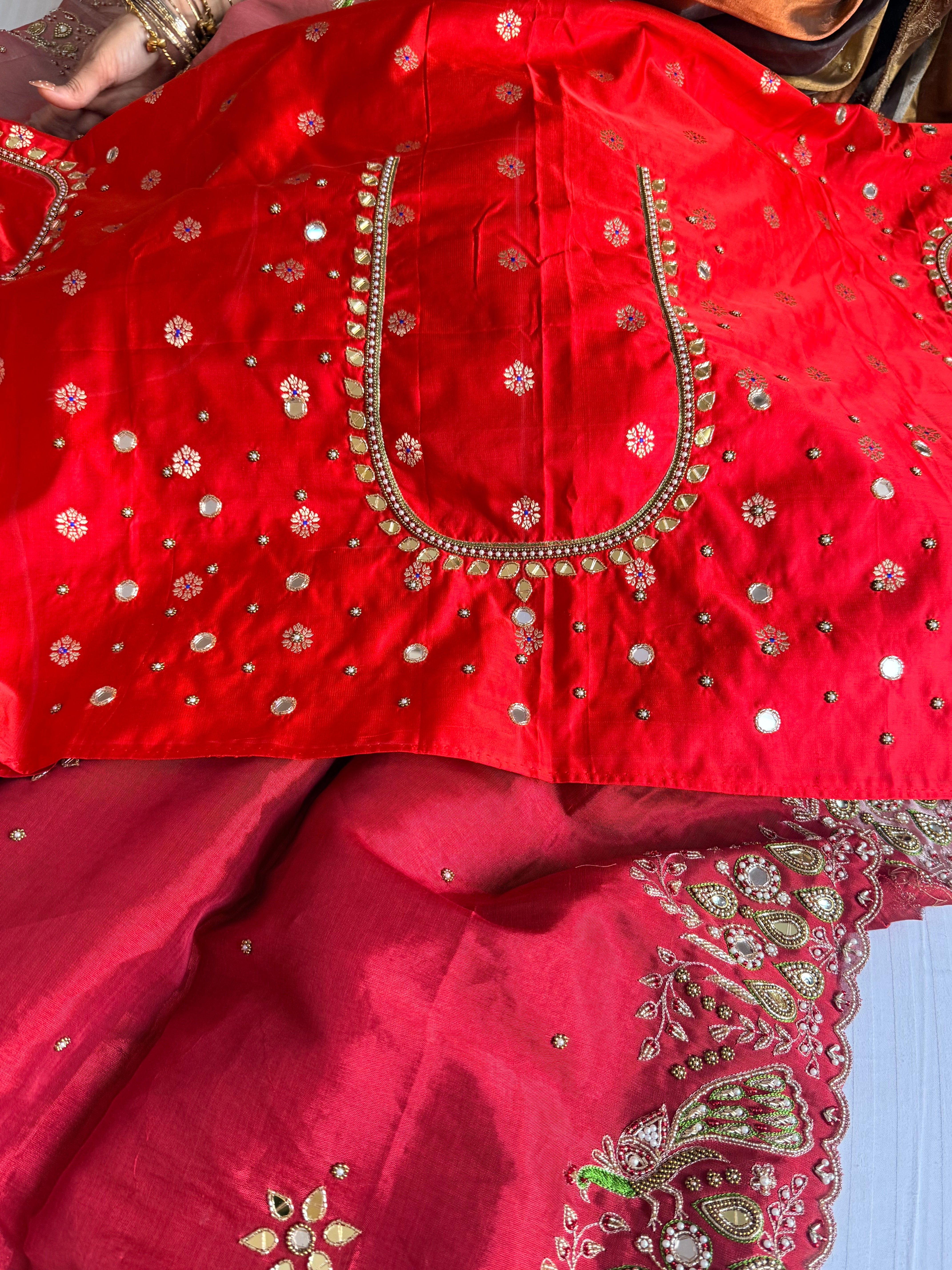Kanjivaram banarasi tissue silk hand embroidered kadhwa saree with katan silk blouse