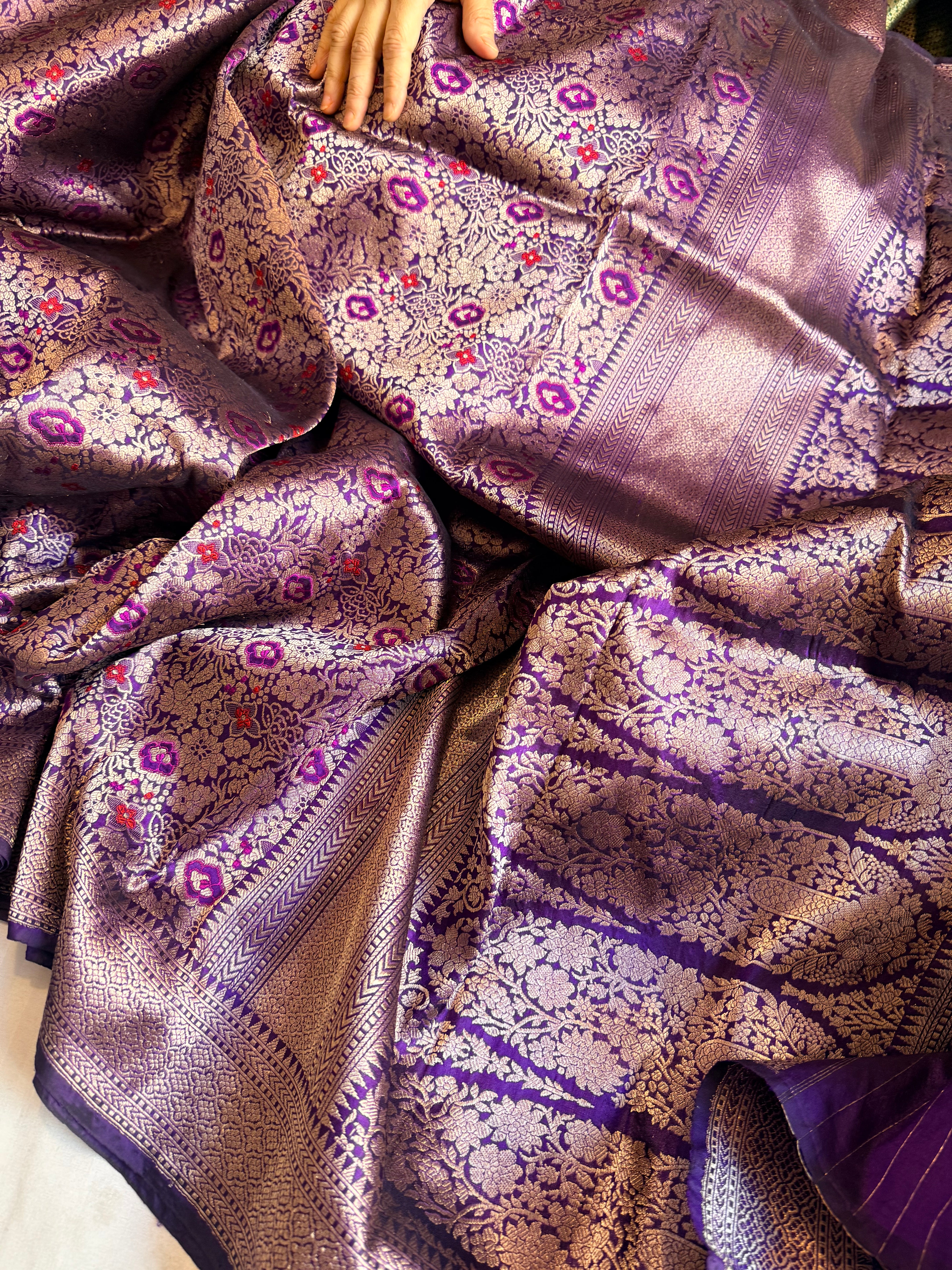 Banarasi katan silk ambose brocade weaving kadhwa handloom saree