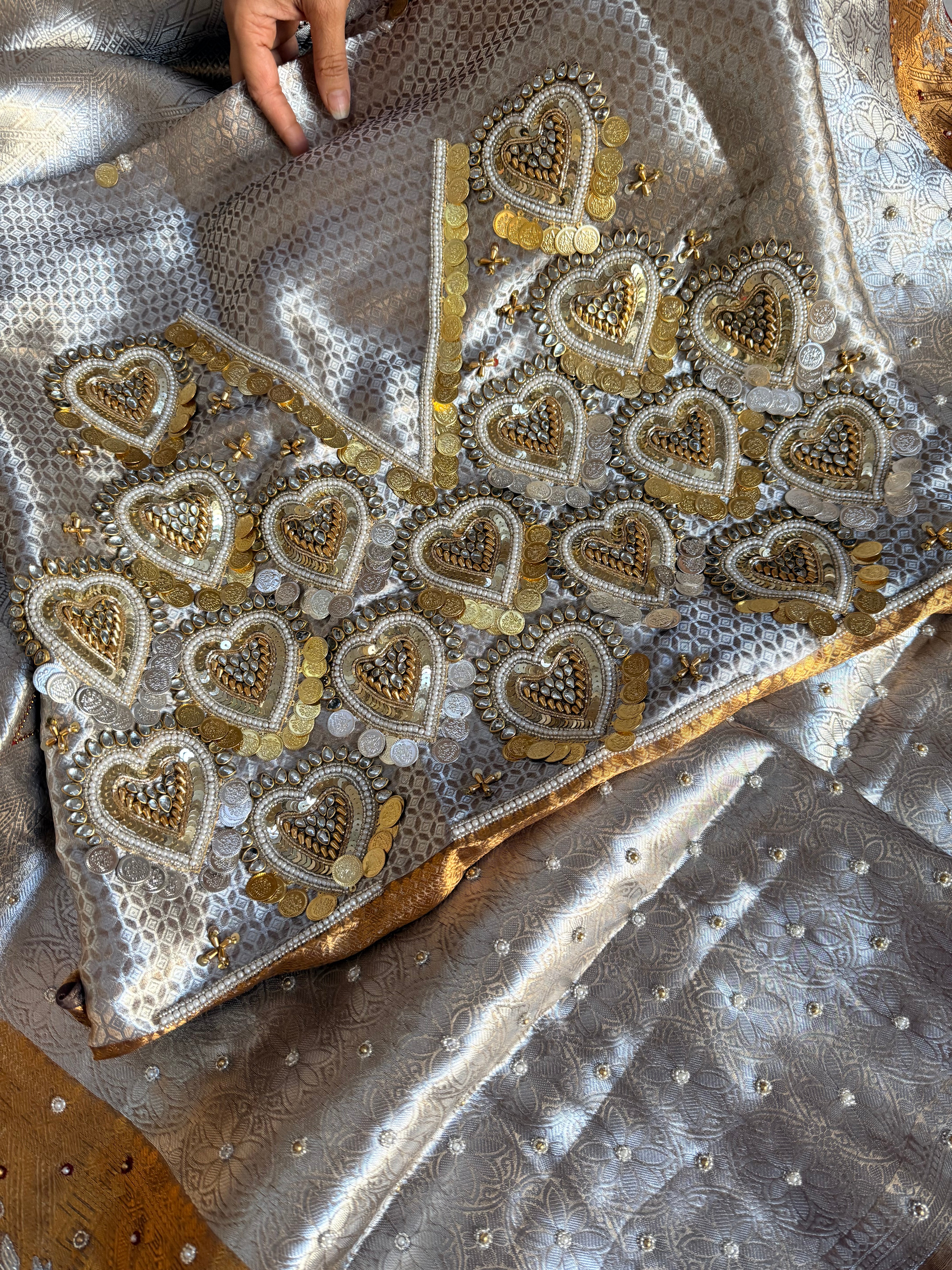 Kanjivaram brocade banarasi tissue silk sona rupa hand embroidered saree