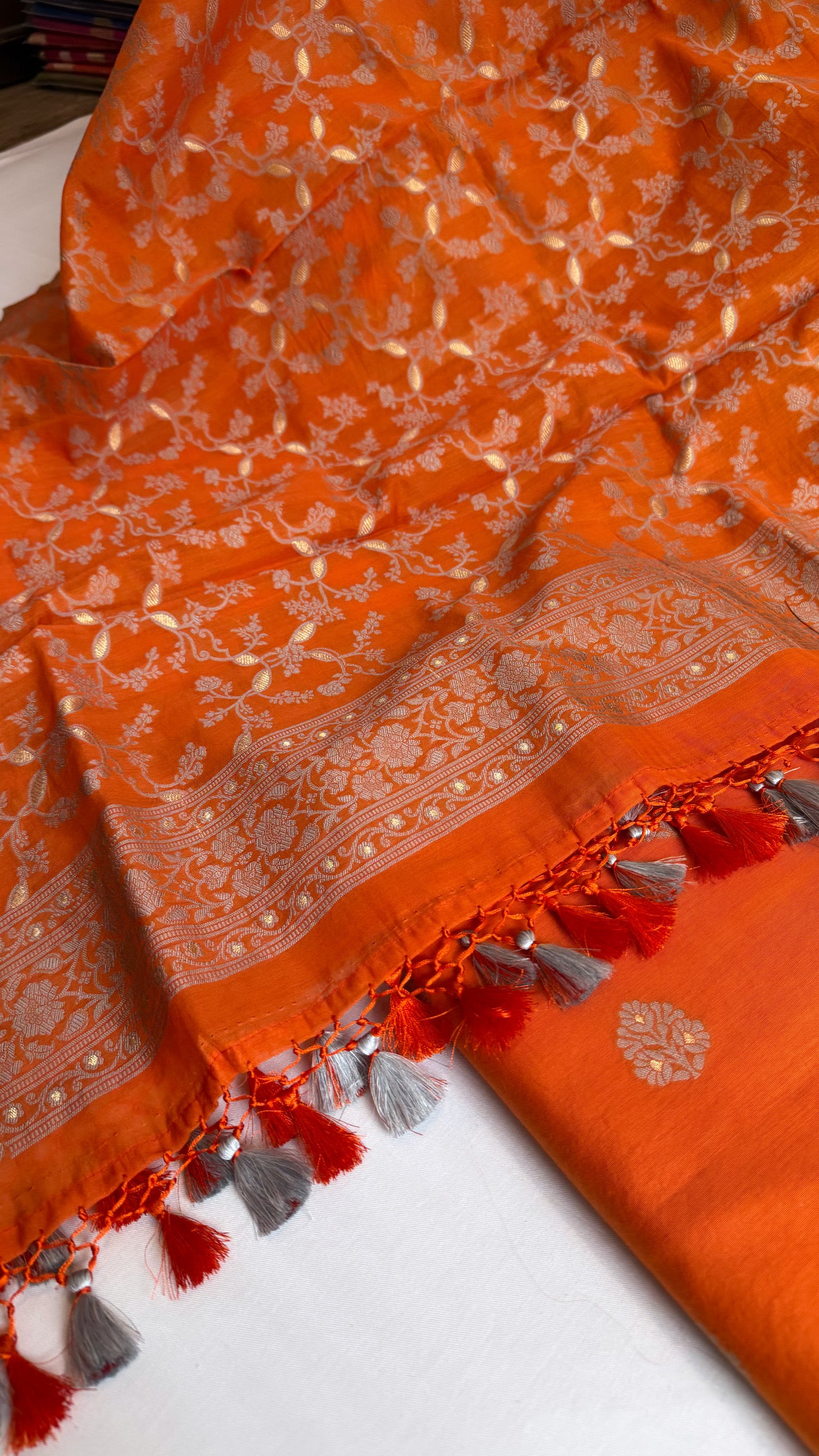 Banarasi cotton resham meenakari suit set