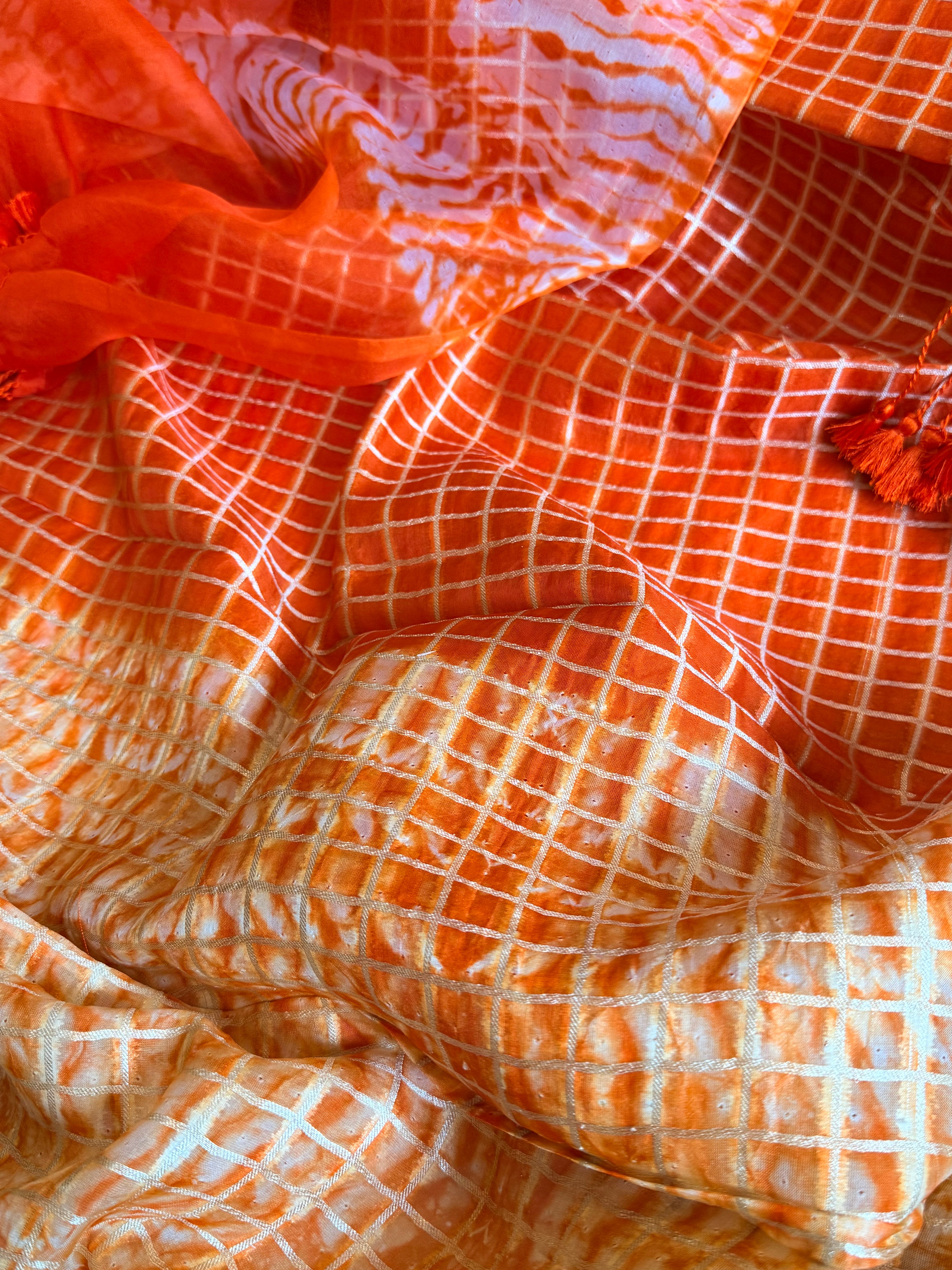Fanta blue banarasi blue kora silk shibori dye kadhwa suit set