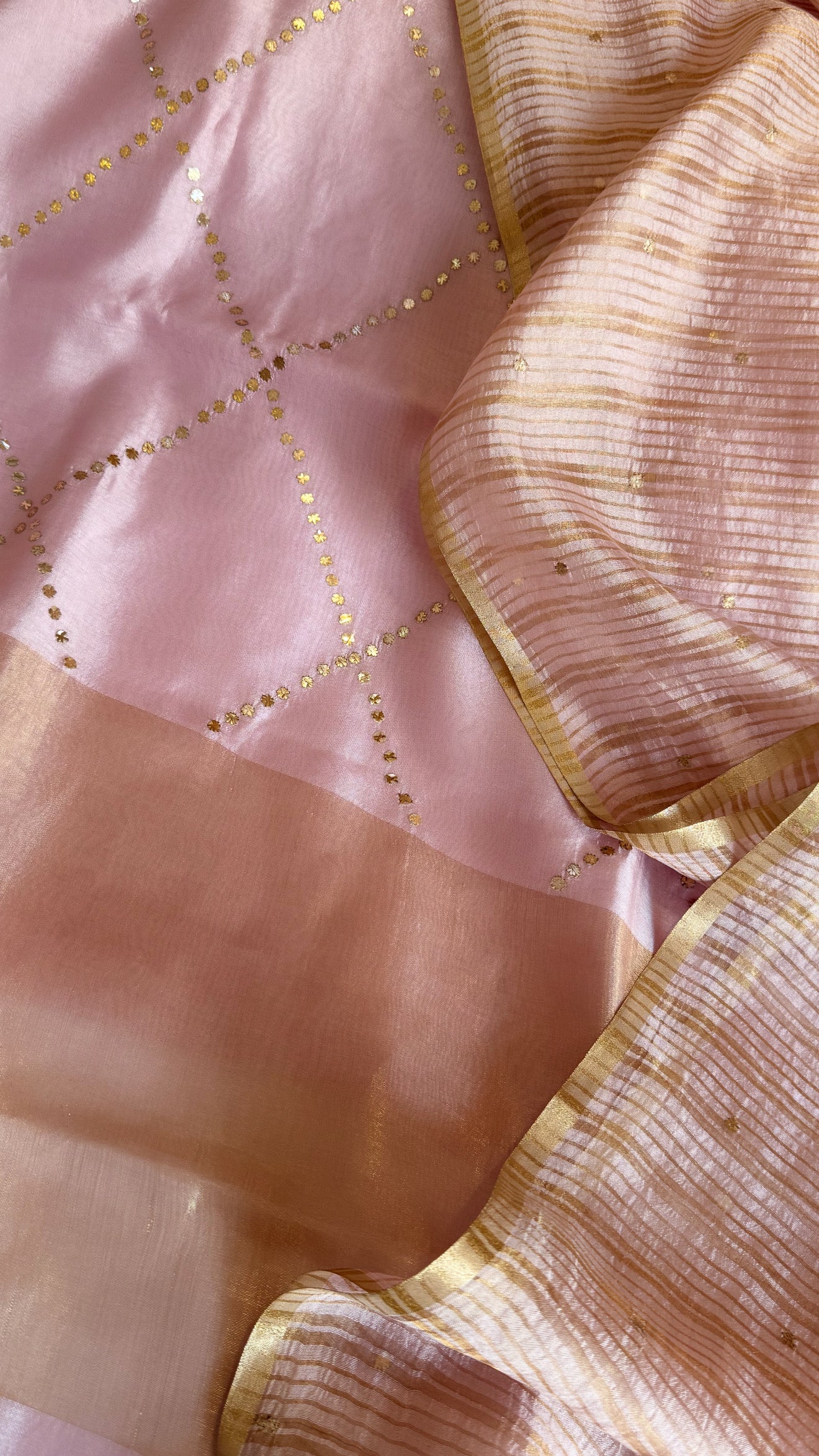 Summer suit edit - Spun chiniya silk mukaish work blush pink hand embroidered suit set