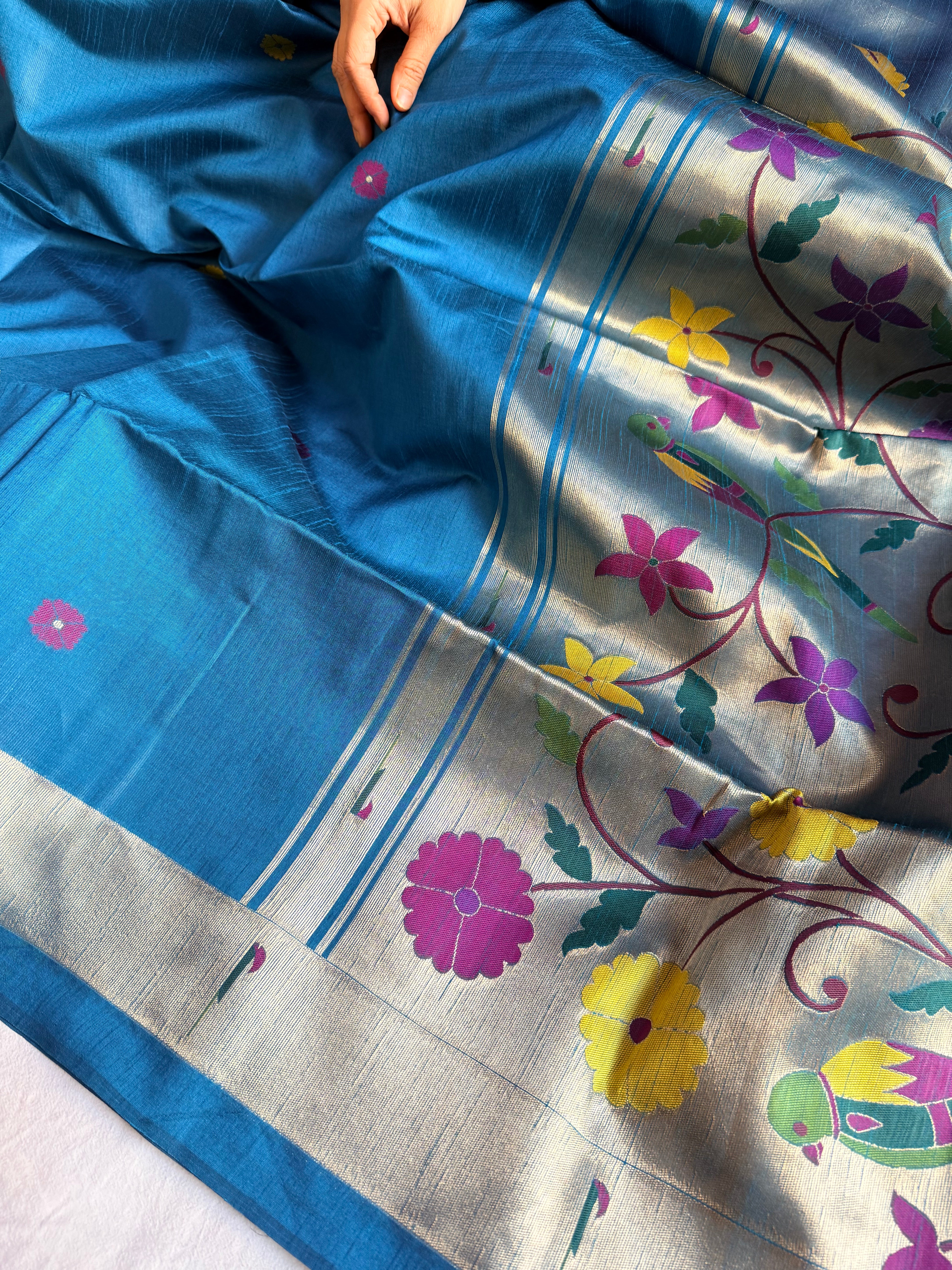 Banarasi chanderi paithani border meenakari saree