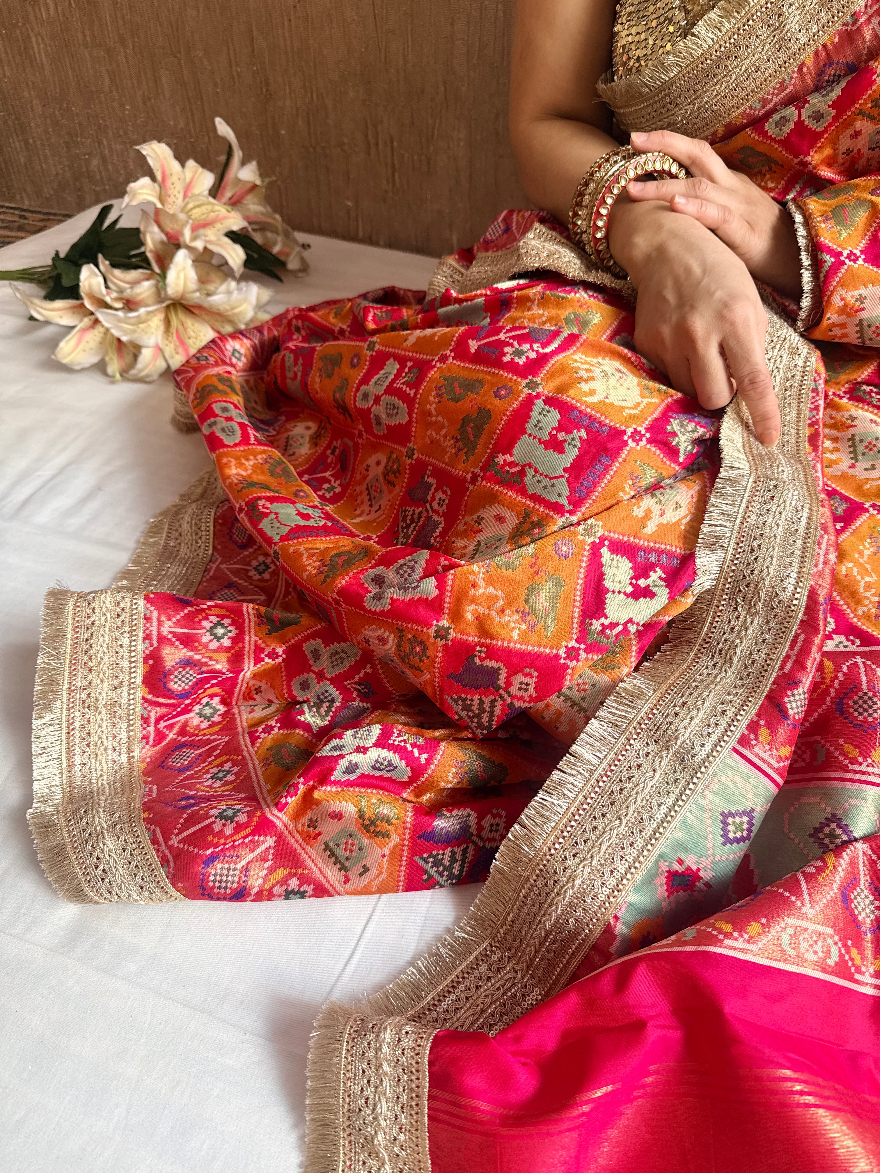 Banarasi patola weaving silk meenakari weaving saree