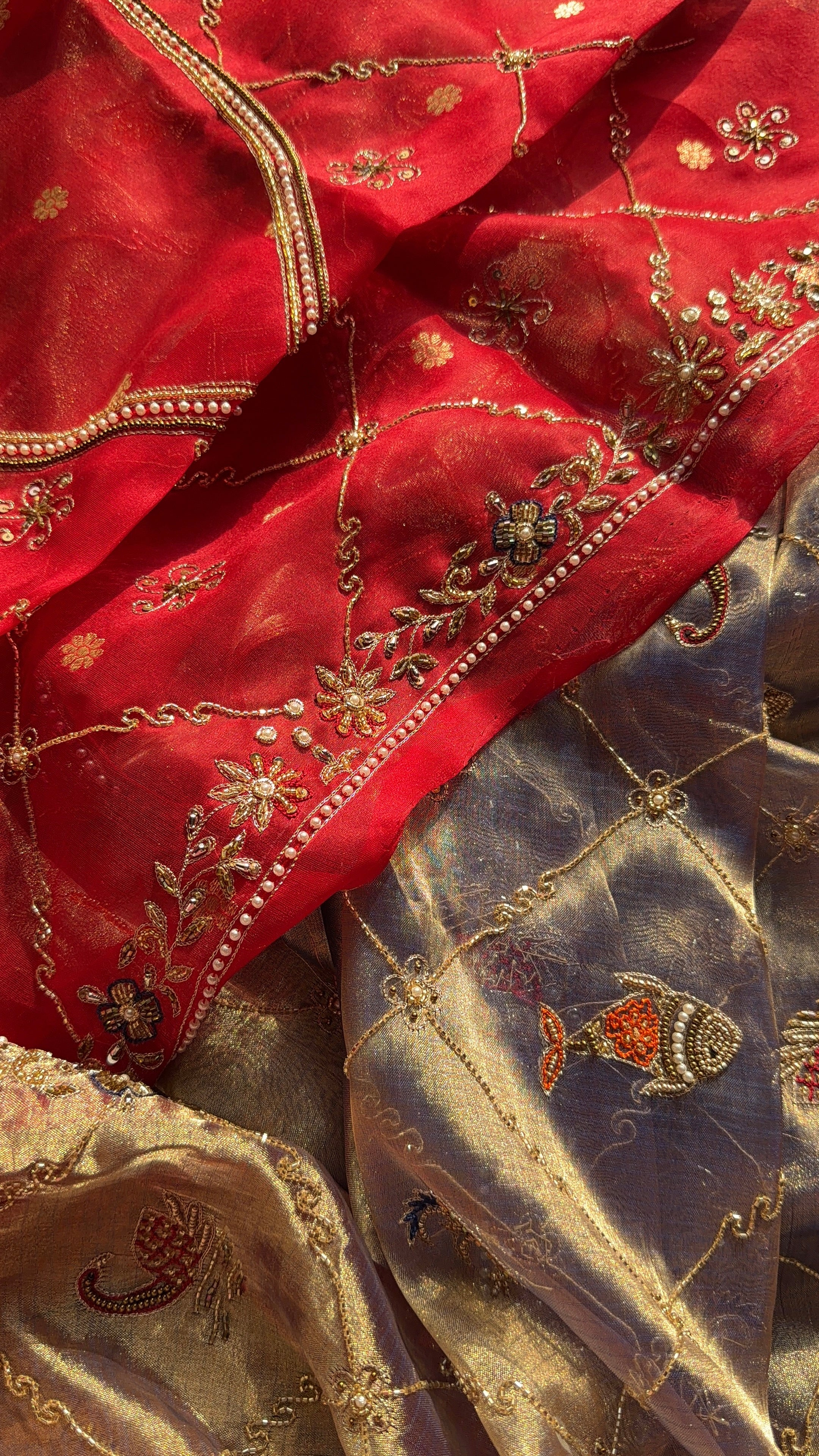 Husn edit shikargah animal motif blush blue hand embroidered saree