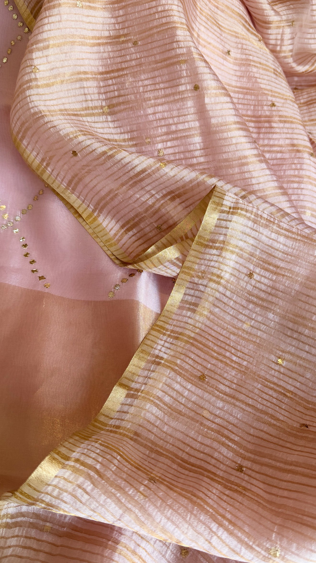 Summer suit edit - Spun chiniya silk mukaish work blush pink hand embroidered suit set