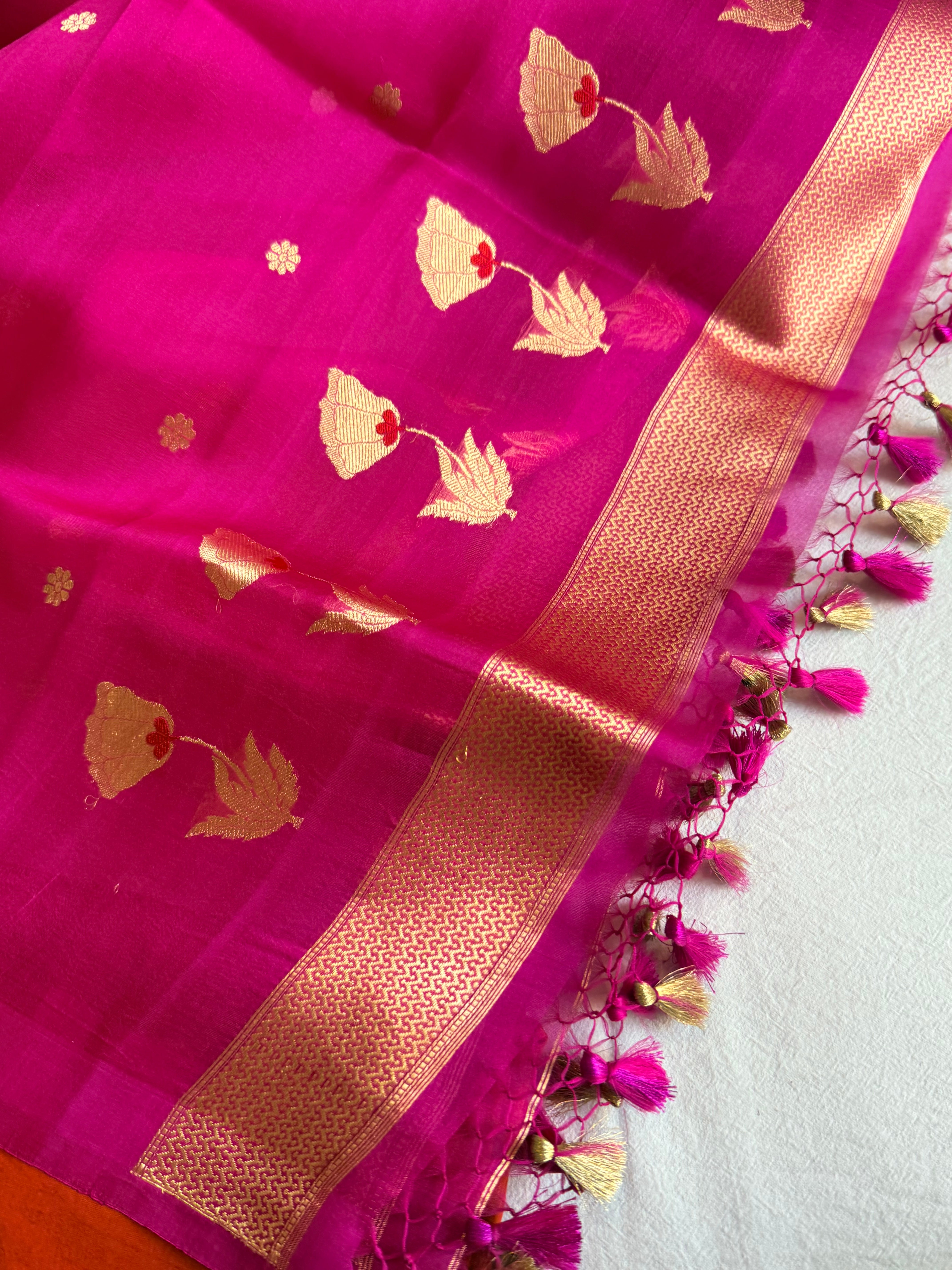 Rose buta spun chiniya silk kadhwa buti suit set