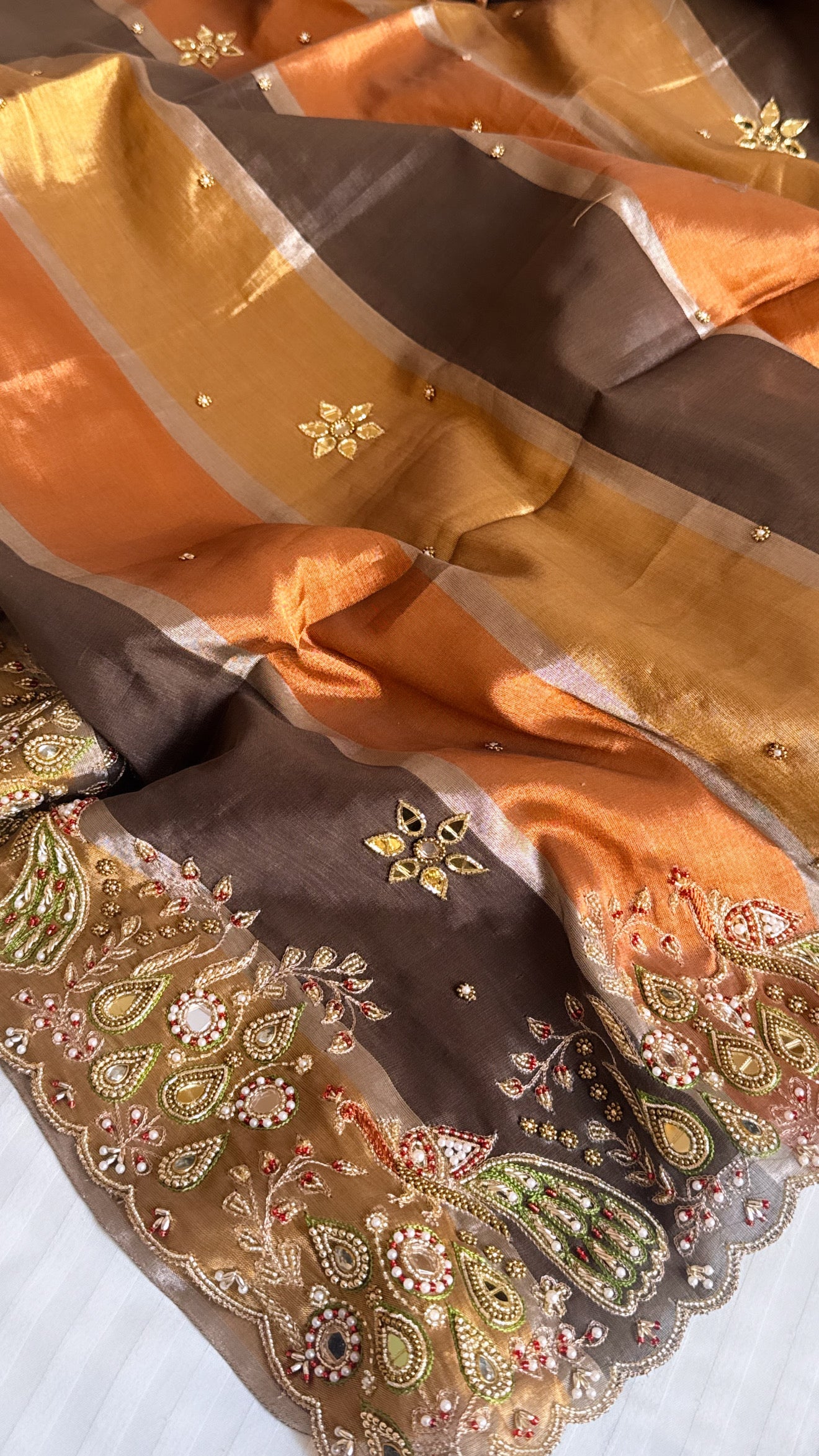 Kanjivaram banarasi tissue silk hand embroidered kadhwa saree with katan silk blouse