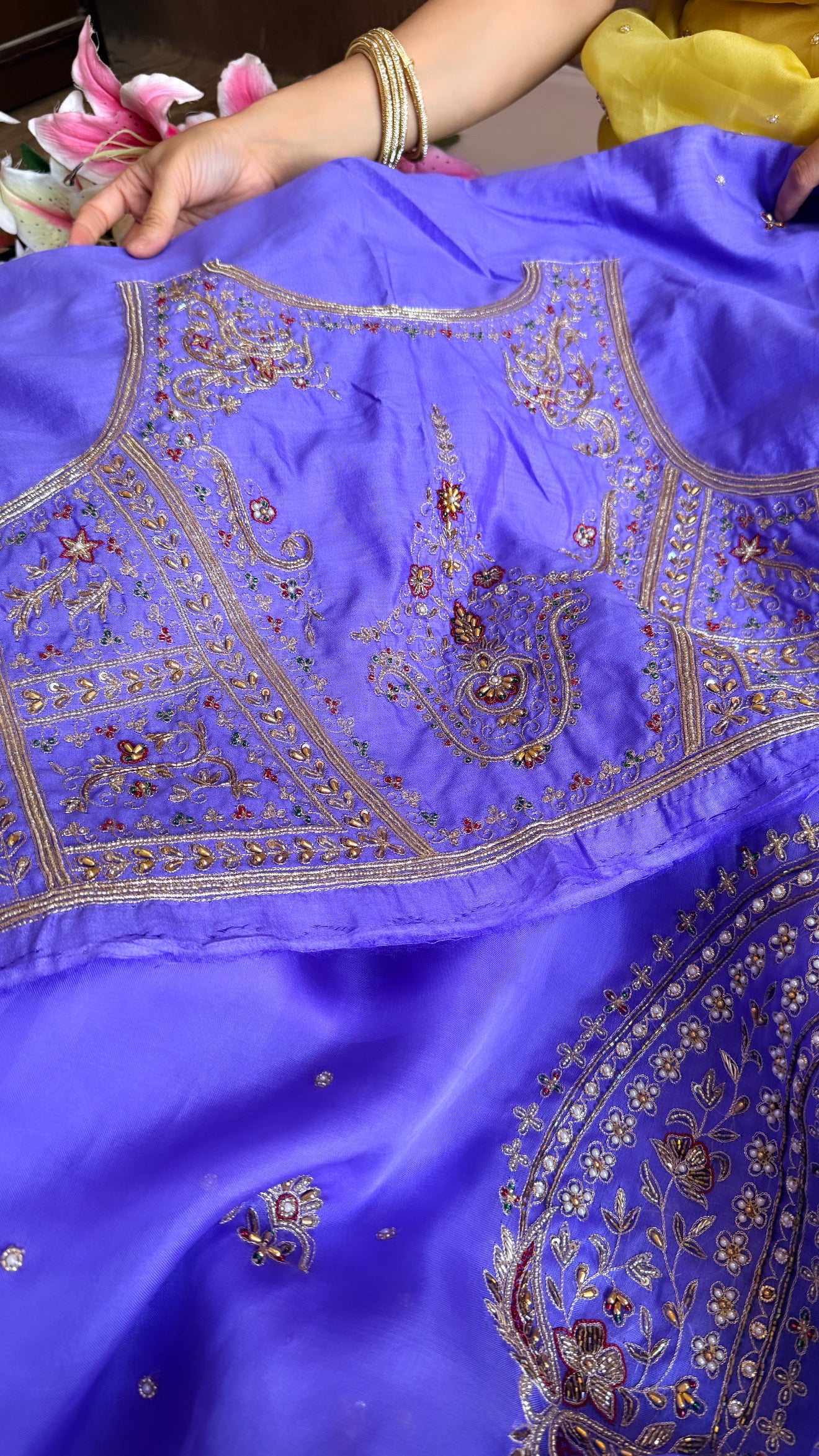 Mummy ki purani wali saree edit - Brinjal purple kora silk kadhwa hand embroidered saree