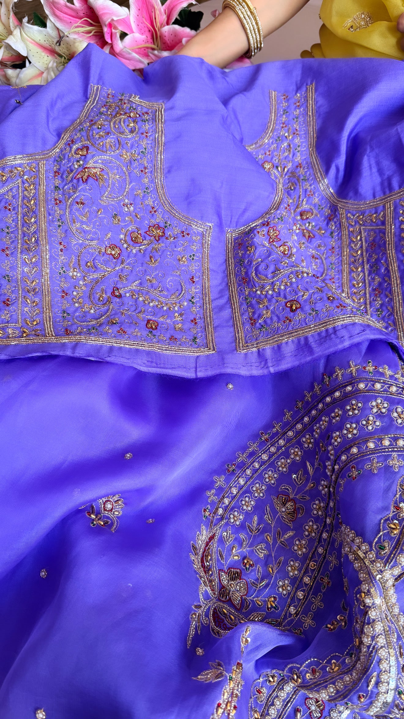 Mummy ki purani wali saree edit - Brinjal purple kora silk kadhwa hand embroidered saree