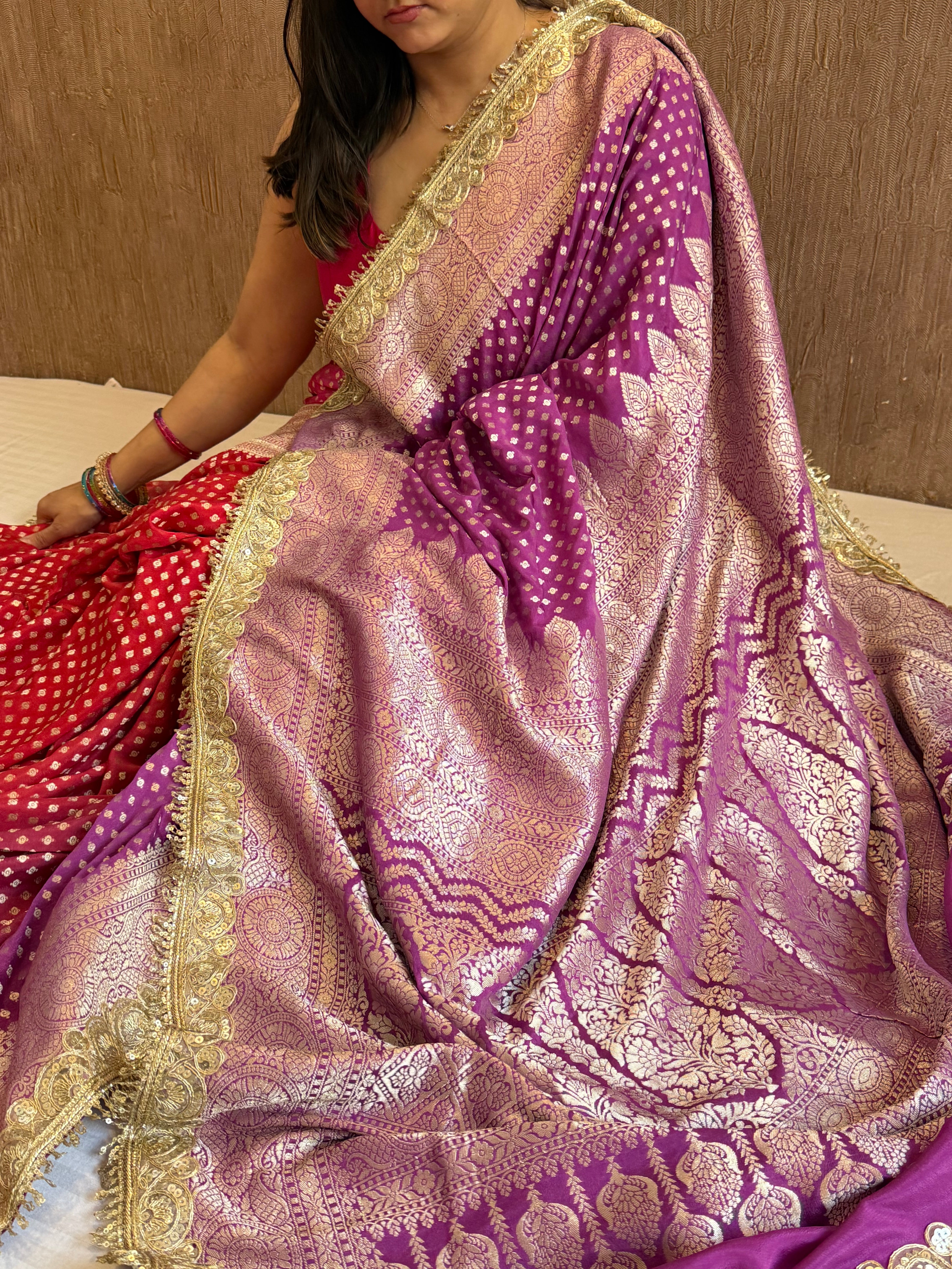 Paro banarasi chiffon gorgette kadhwa buti saree