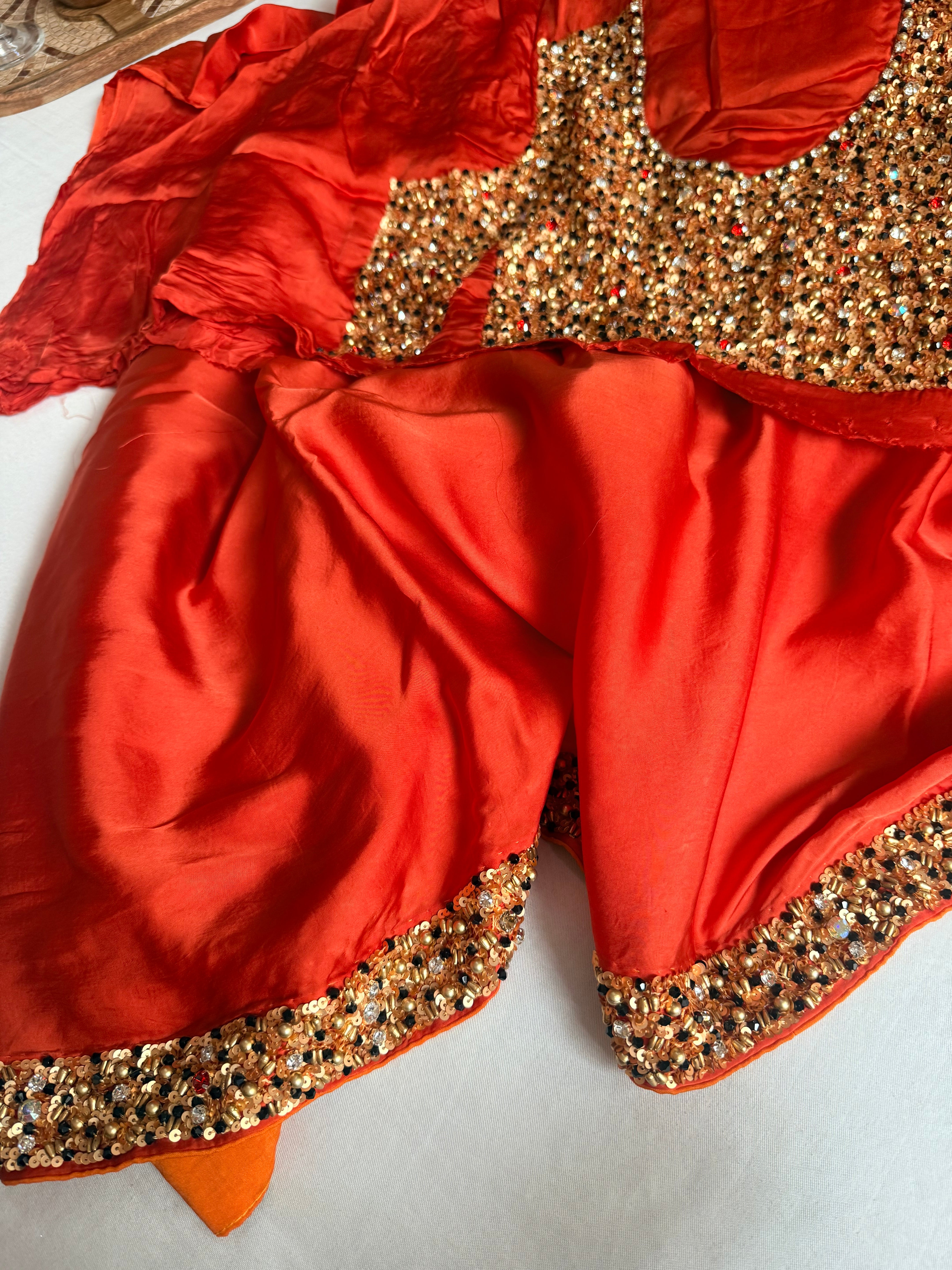 Mashru banarasi satin-sequin work hand embroidered cocktail edit saree