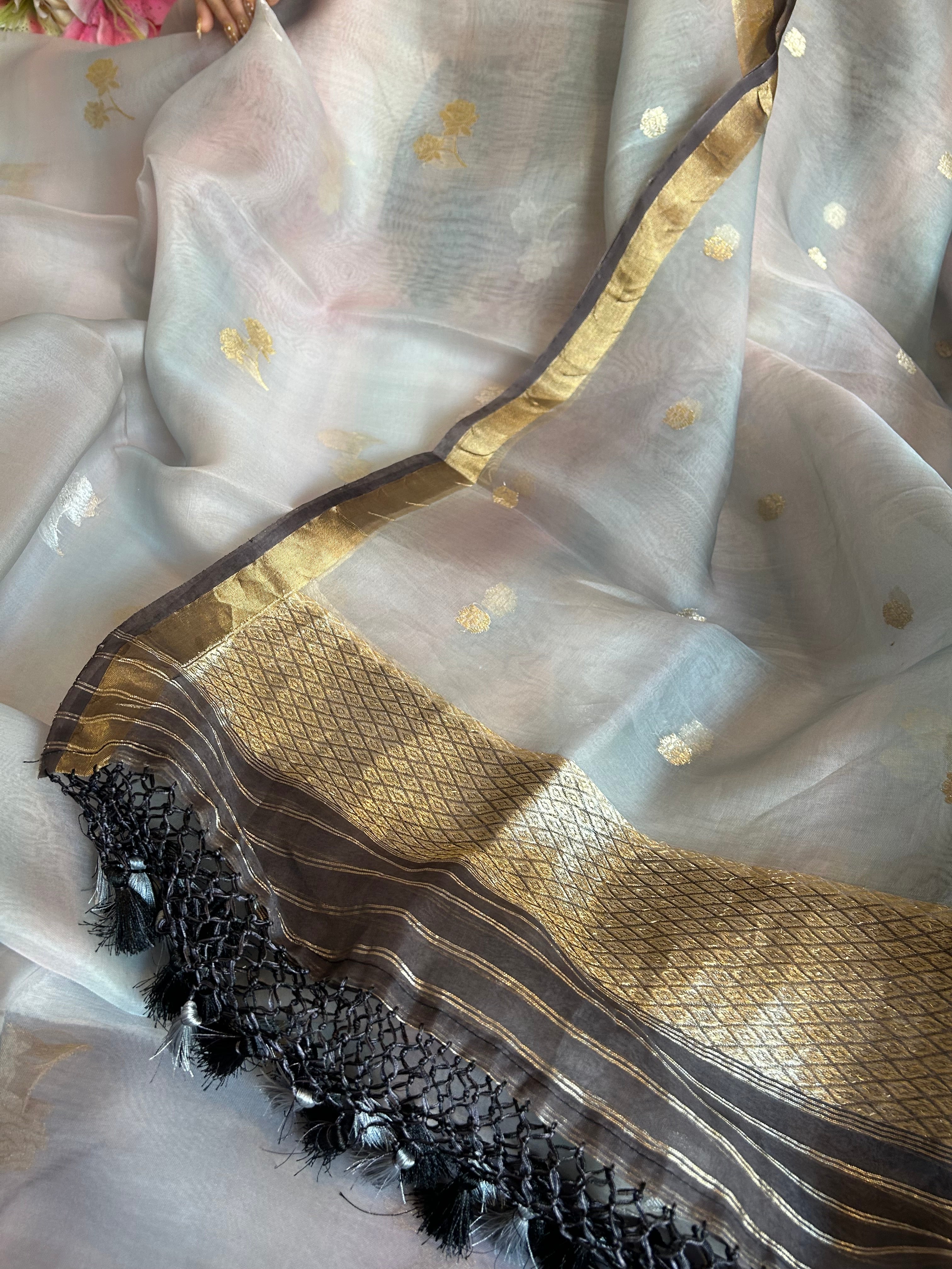 Rainbow dye banarasi kora silk kadhwa buti suit sets