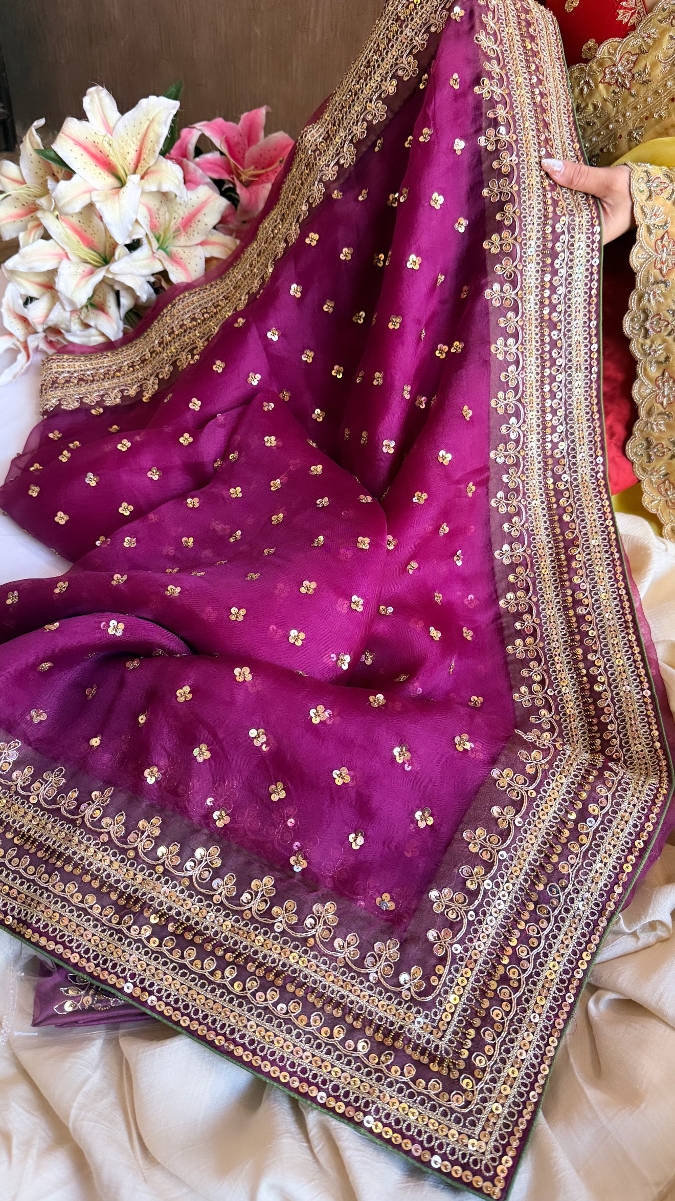Jahnvi kapoor inspired banarasi kora silk kadhwa hand embroidered saree