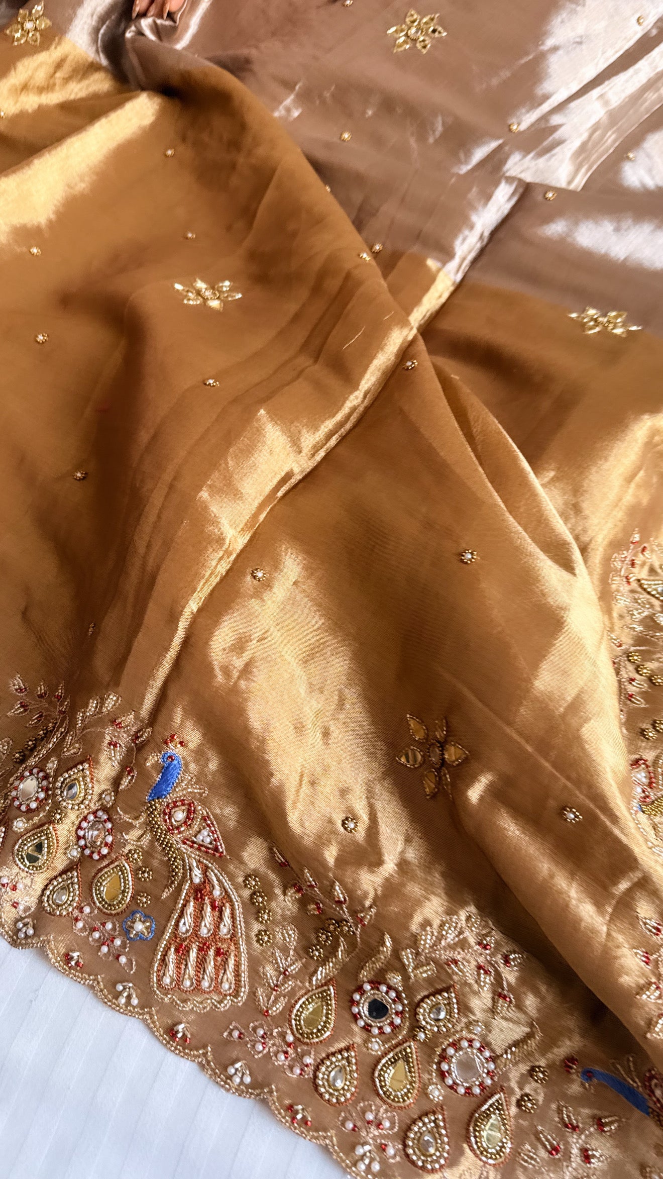 Kanjivaram banarasi tissue silk hand embroidered kadhwa saree with katan silk blouse