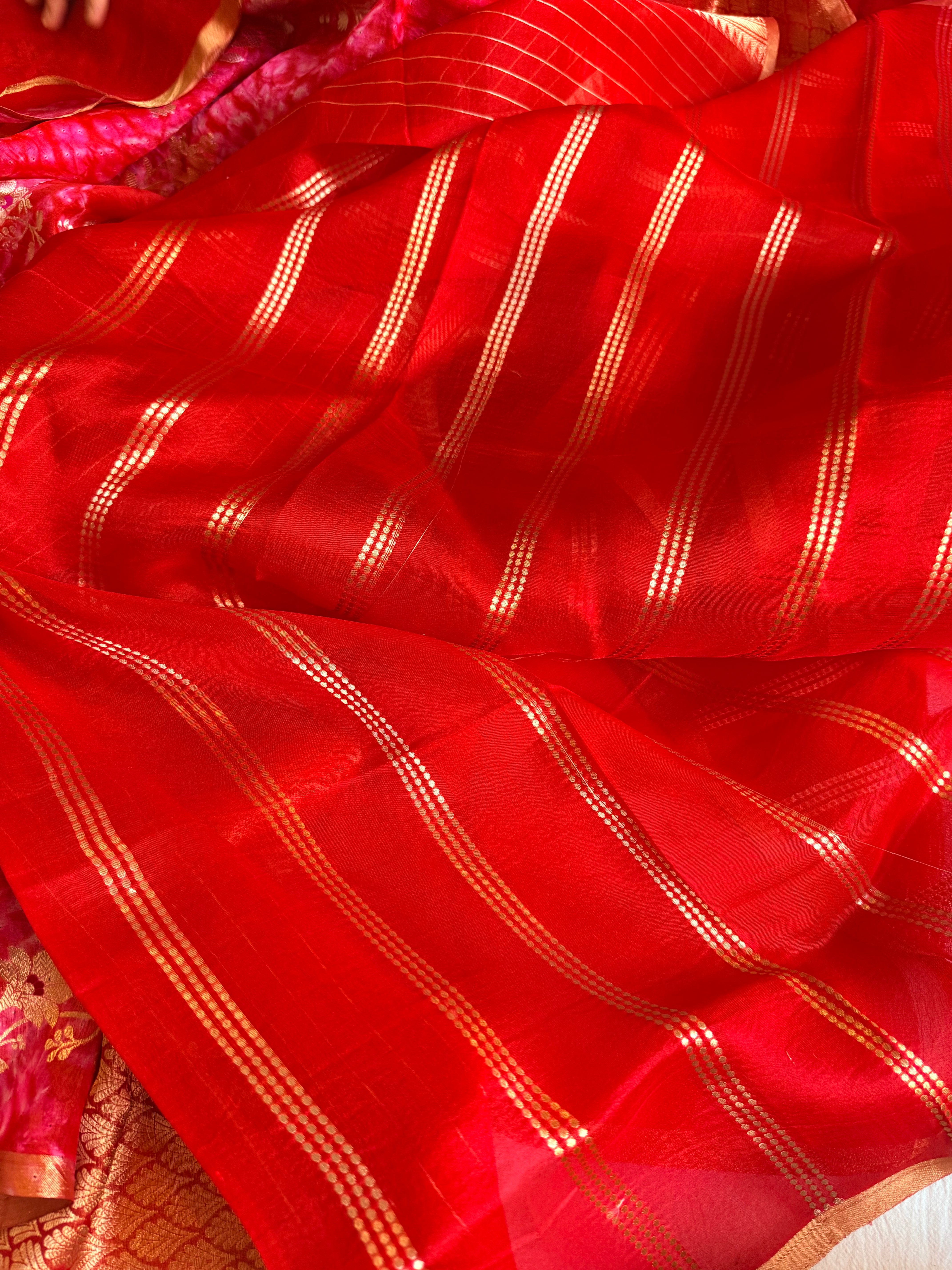 Shibori edit - Banarasi kora silk kadhwa buti shibori hand dyed saree