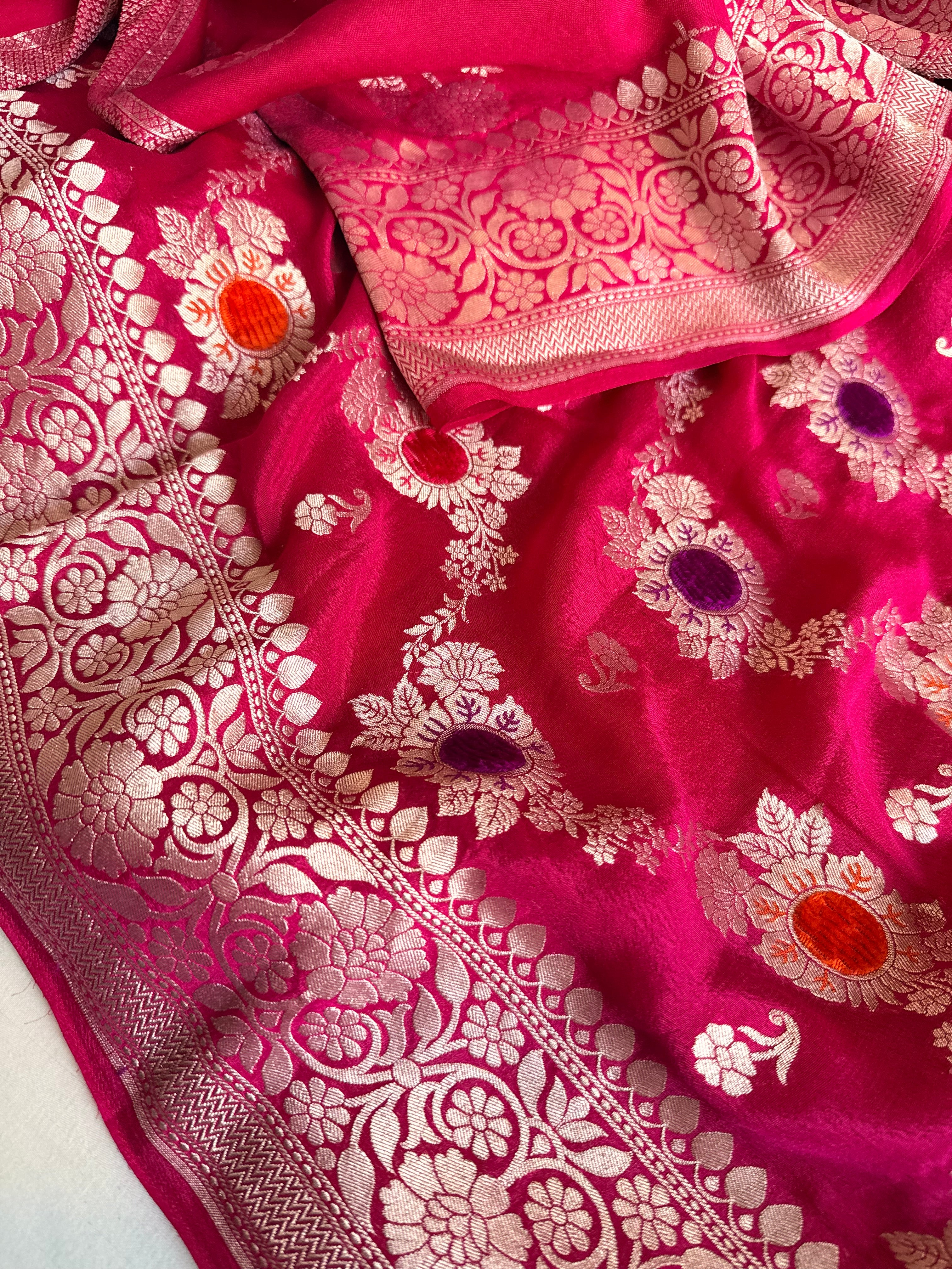 Fusion edit - Banarasi gorgette velvet meenakari kadhwa saree