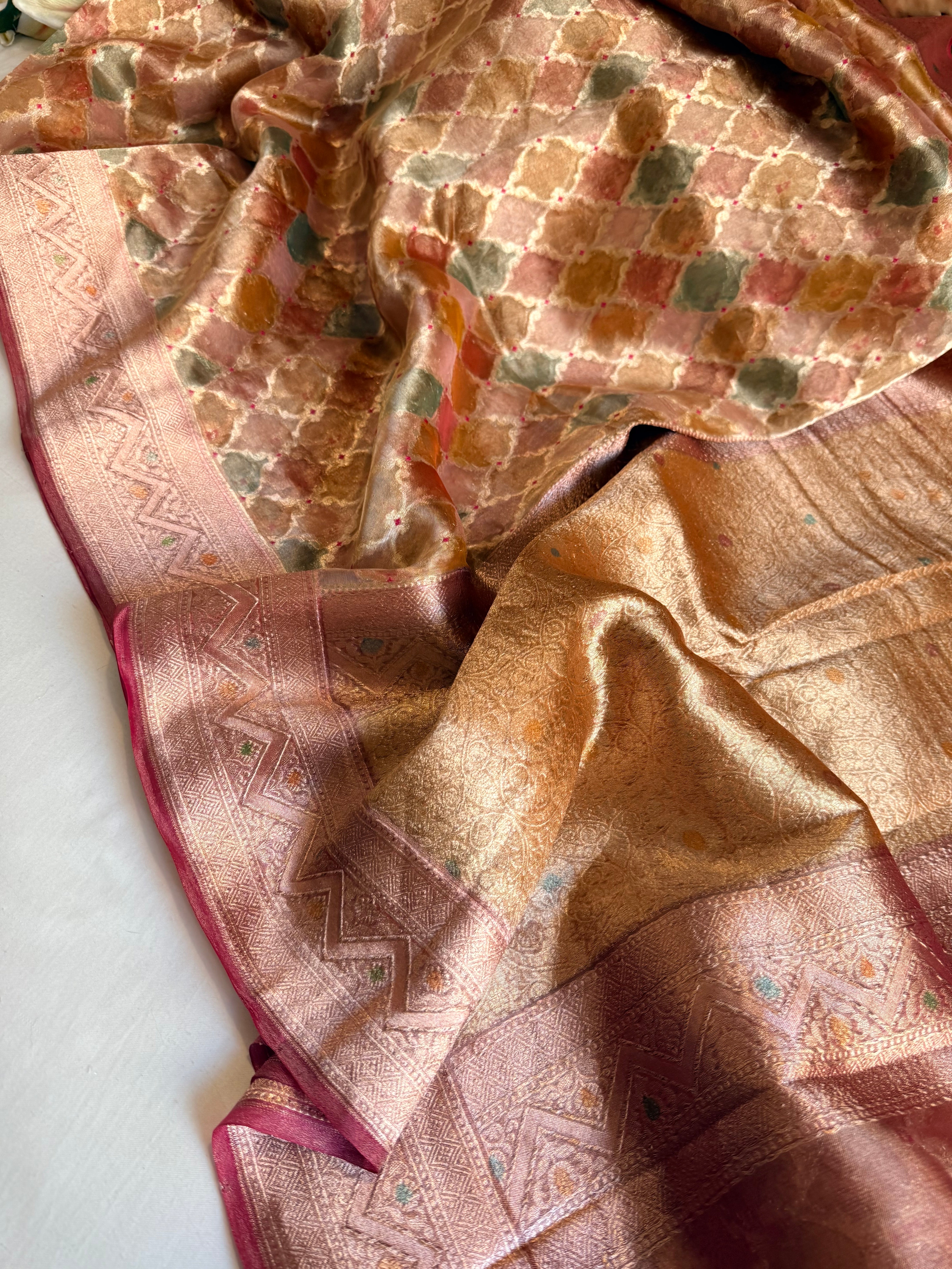 Rangeen diamond tissue silk rangkaat kadhwa saree