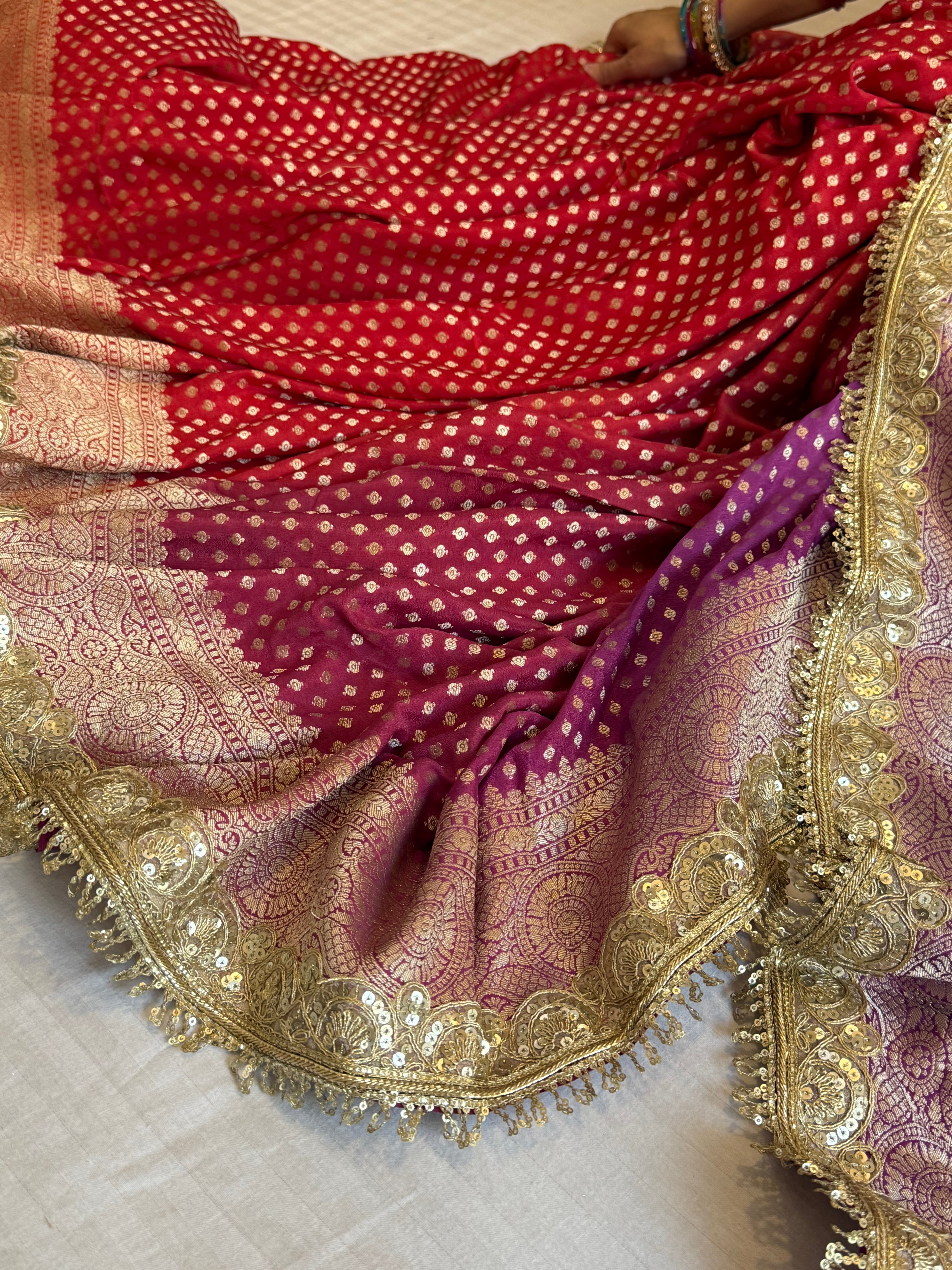 Paro banarasi chiffon gorgette kadhwa buti saree